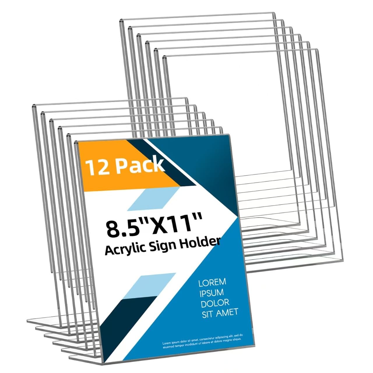 12 Pack Acrylic Sign Holder 12 Pack-L Shape-8.5X11, 12 Shape-8.5X11