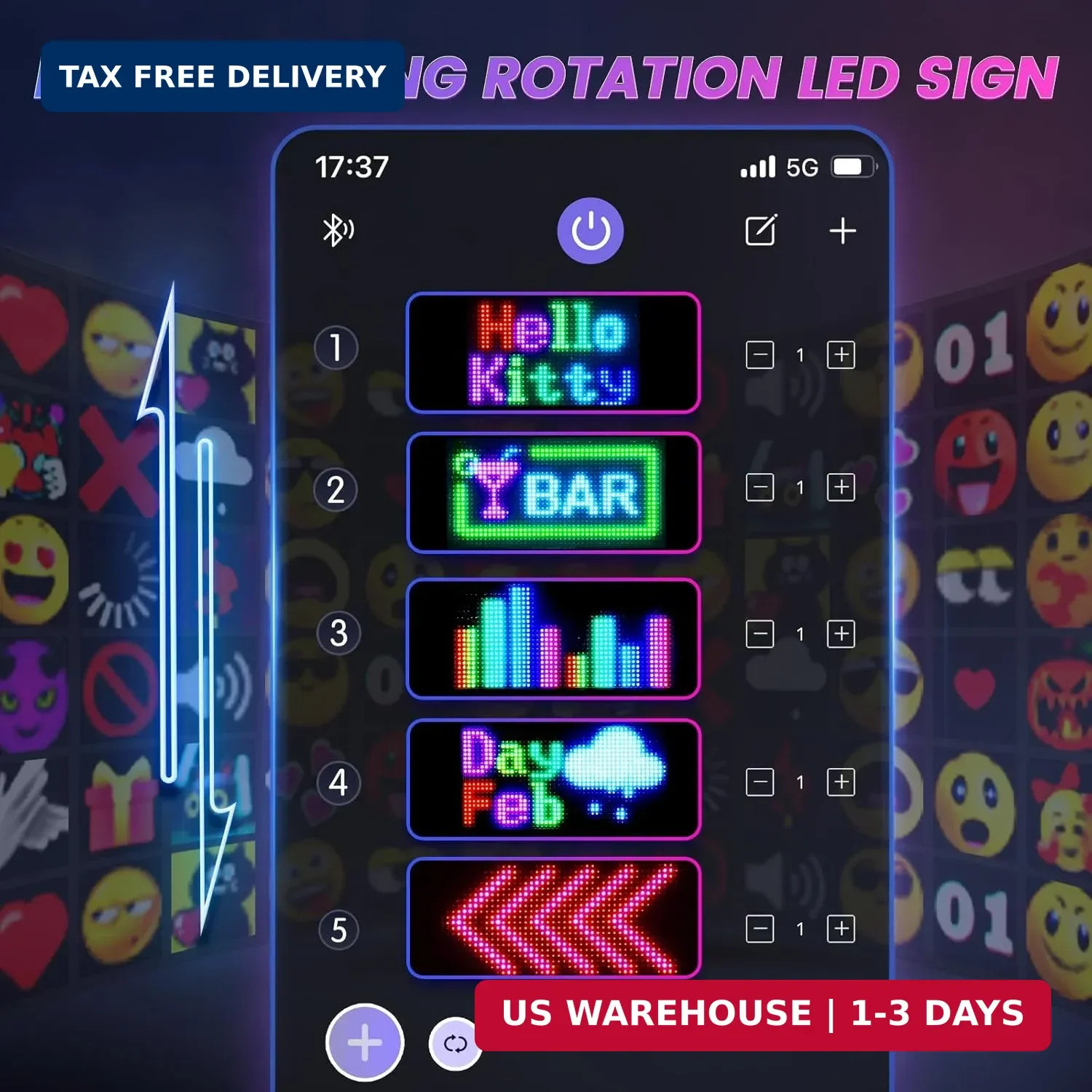 RAYHOME Full Color Dual Row LED Light Sign for Car, 10.6 »x4.7 » Scrolling LED S