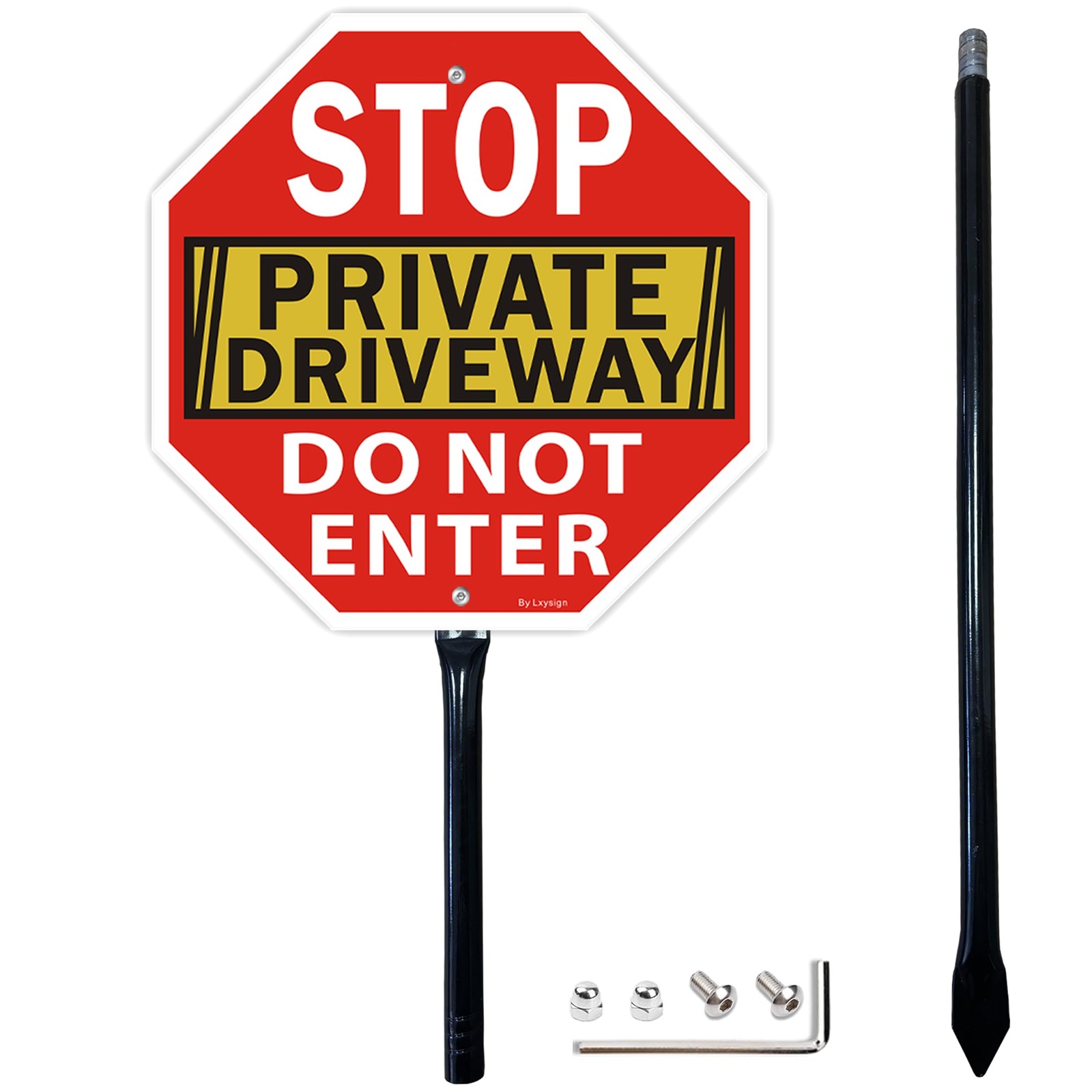 36 inch Do Not Enter Private Driveway Sign with Stake 12×12 Reflective