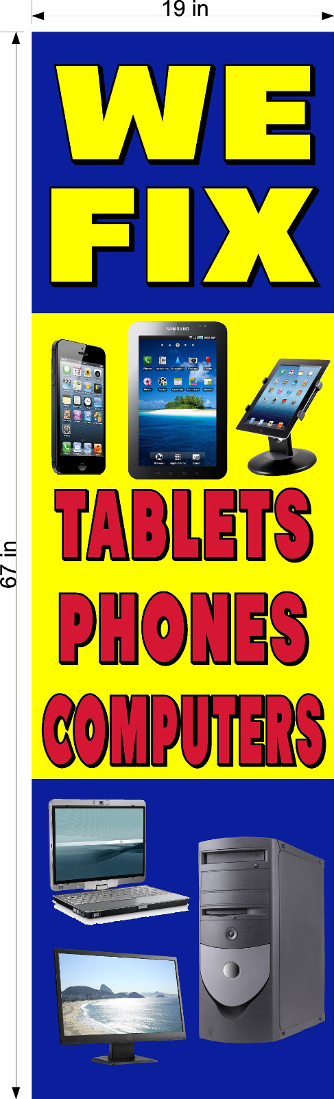 NEW PERFORATED WINDOW DECAL COMPUTER TABLETS PHONE REPAIR 19&Prime; X 67&Prime; VERTICAL