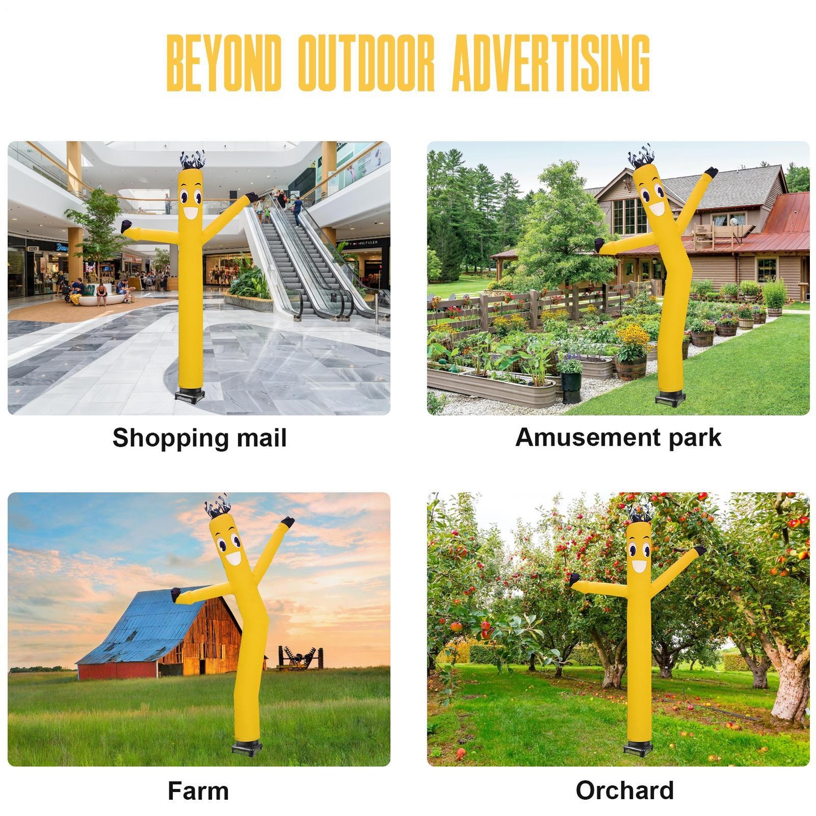 20ft Yellow Inflatable Dancing Sky Puppet Tube Man with Blower for Events
