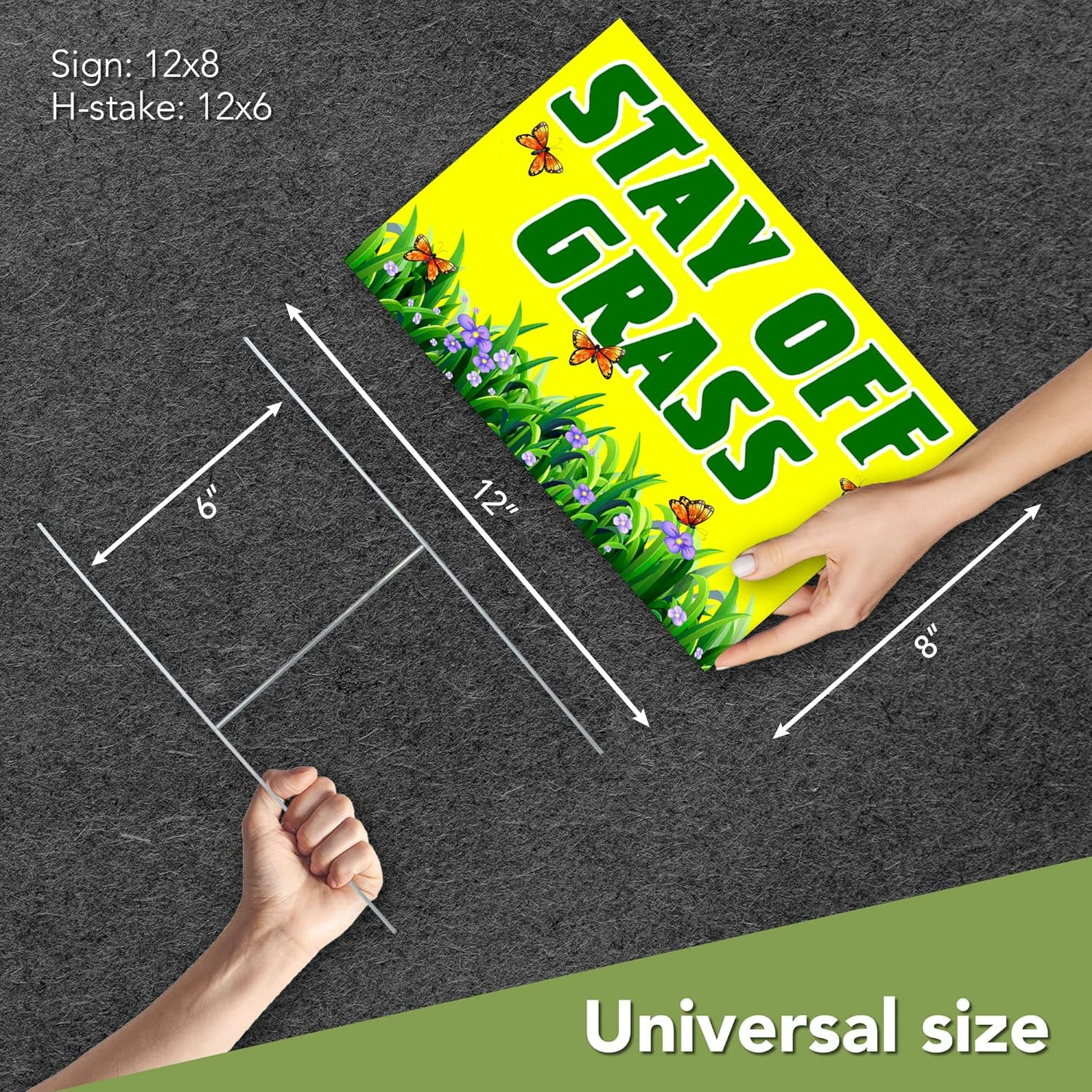 2 PC Stay off Grass Signs for Yard, 8X12 DS Coroplast Keep off Grass Sign, Curb