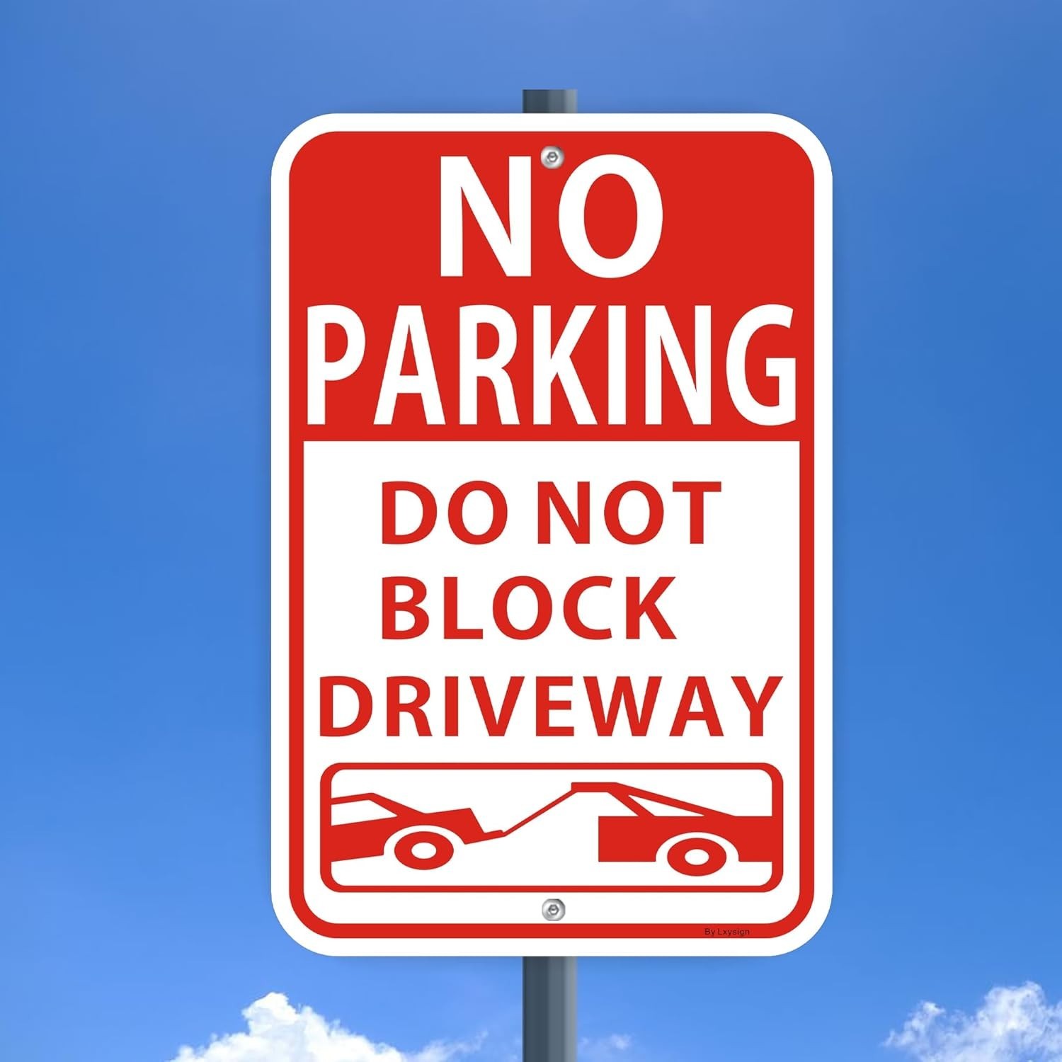2 Pack Large No Parking Sign, Do Not Block Driveway Sign, 18 x 12 Inches, Ref…