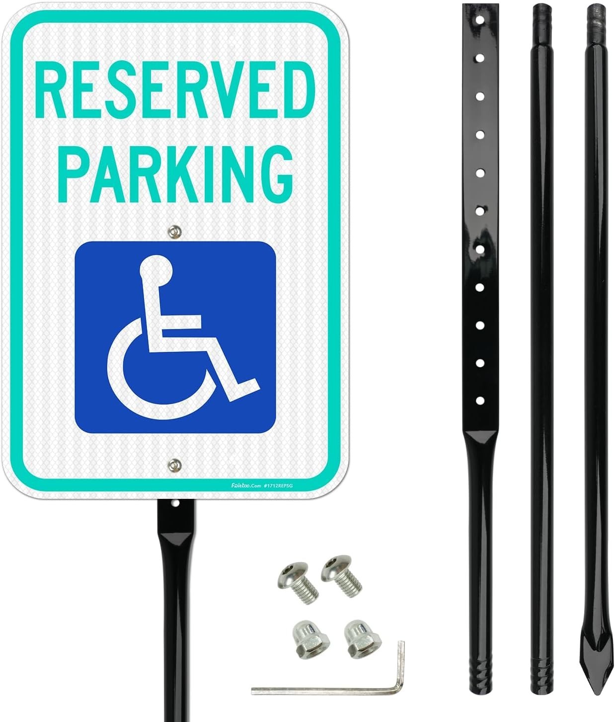 Reserved Parking Sign Aluminum 17×12 In. Reflective Handicap Reserved