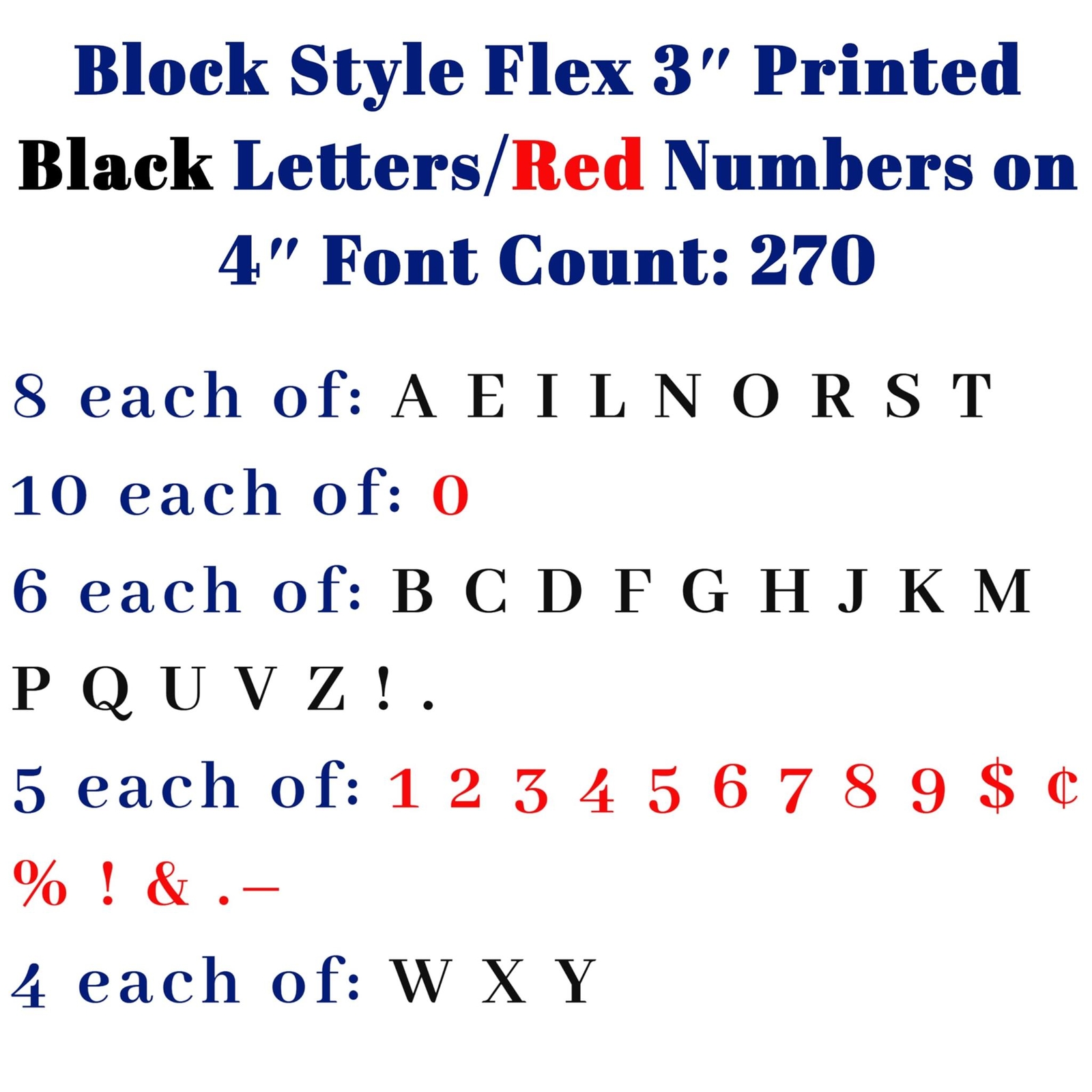 Changeable Outdoor Sign Flexible Letters – Block Style – 8&Prime; on 8-7/8&Prime; Black
