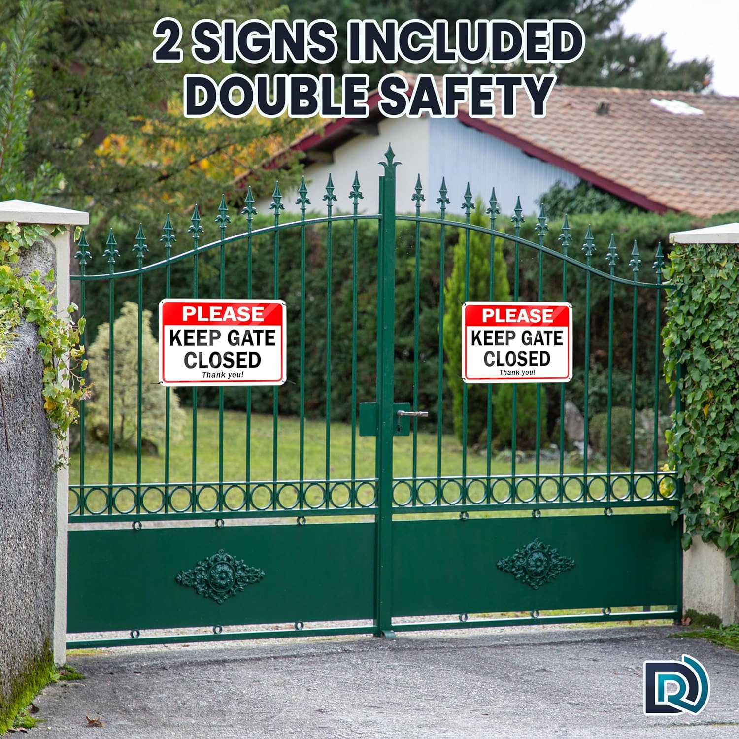 2 PC Please Keep Gate Closed Sign, 7X10 Aluminum Keep Close Gate Sign