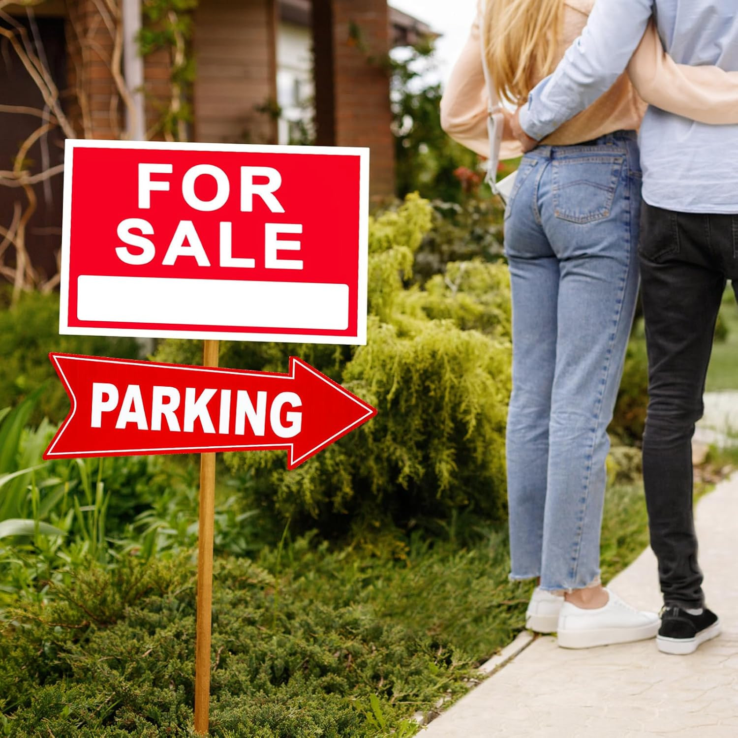 8 Pcs Parking Sign with Stake 17 X 6 Inch outside Event Parking Signs Directiona