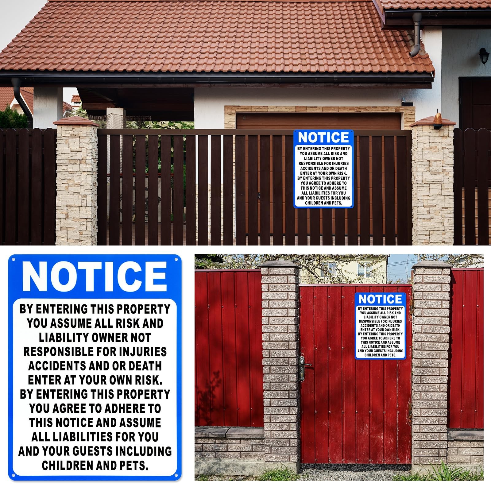 Warning Sign Aluminum Enter at Your Own Risk 9 x 12 Inches 2 Pcs
