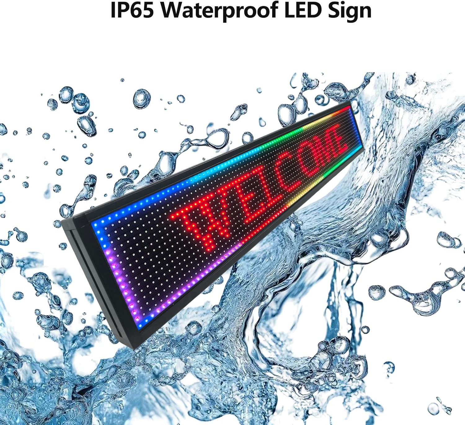 Wifi Programmable LED Sign 40&Prime; X 8&Prime;, Outdoor P10 Store Sign | IP65 Waterproof, 4