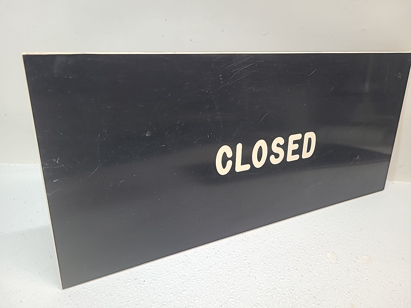 Set of Vintage OPEN / CLOSED White Letters On Black Double Sided 18&Prime; x 8&Prime;
