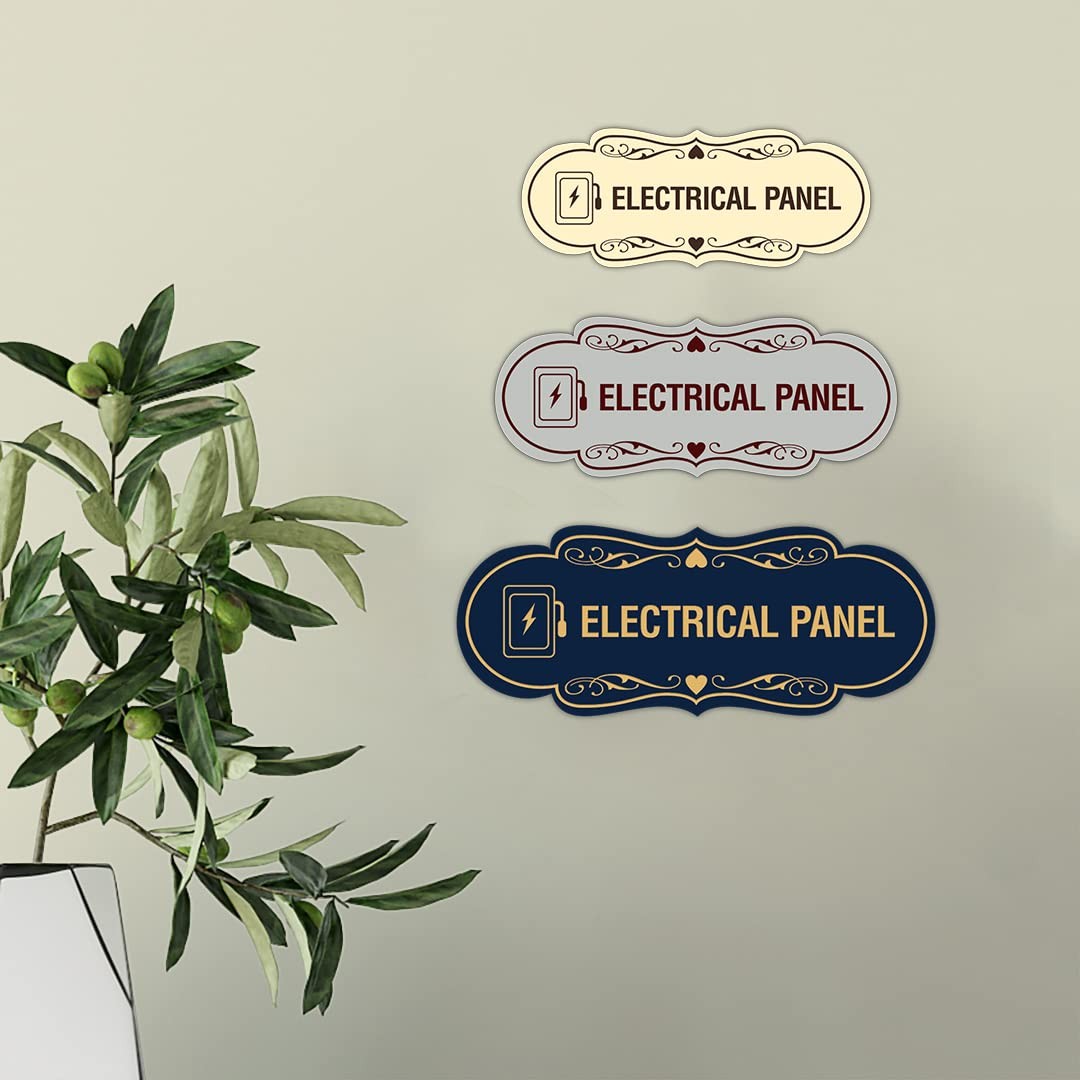 Designer Electrical Panel Box Sign Black Gold Large 1 Pack Office Signage