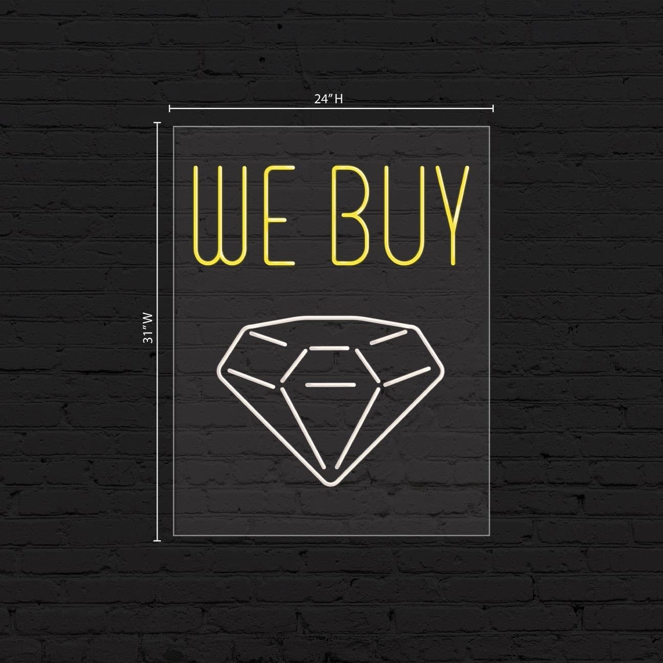 We Buy Diamond Sign for Business Displays | LED Flex Neon | 24&Prime;W x 31&Prime;H x 1&Prime;D
