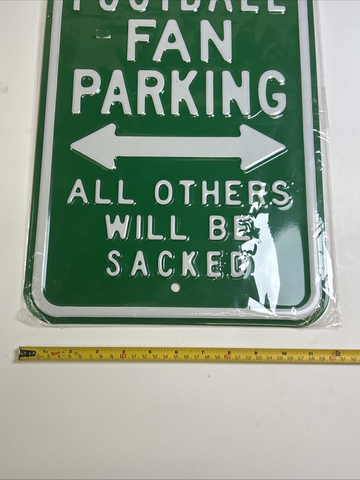 Football Fan Parking Green Wall Decor Novelty Metal Sign 2lb 15oz Man Cave Decor