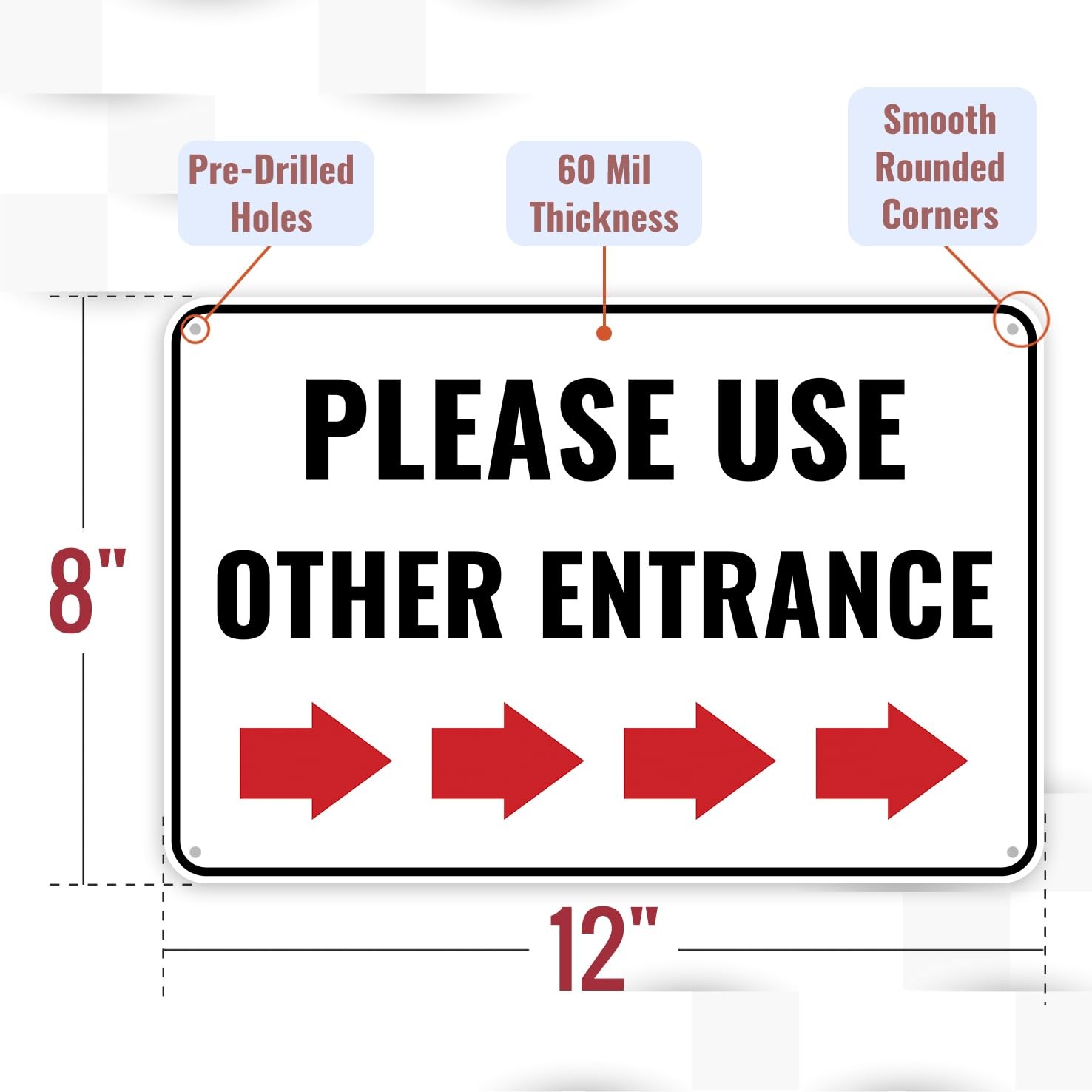 1 PCS Please Use Other Door Sign Right Arrow 12×8 Inches Aluminum Entrance