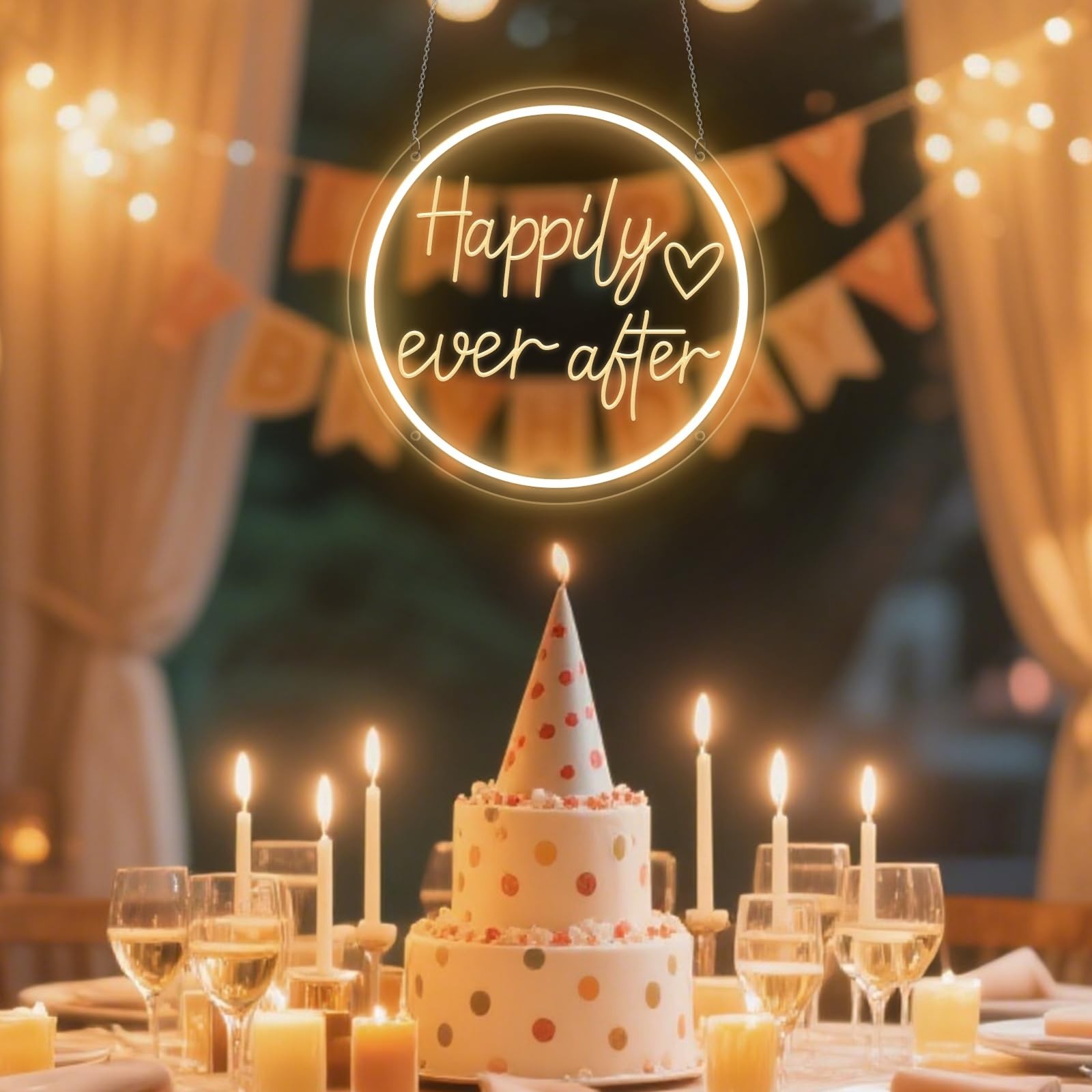 Happily Ever After Neon Sign Dimmable LED Neon Lights Sign for Wall Decor USB…
