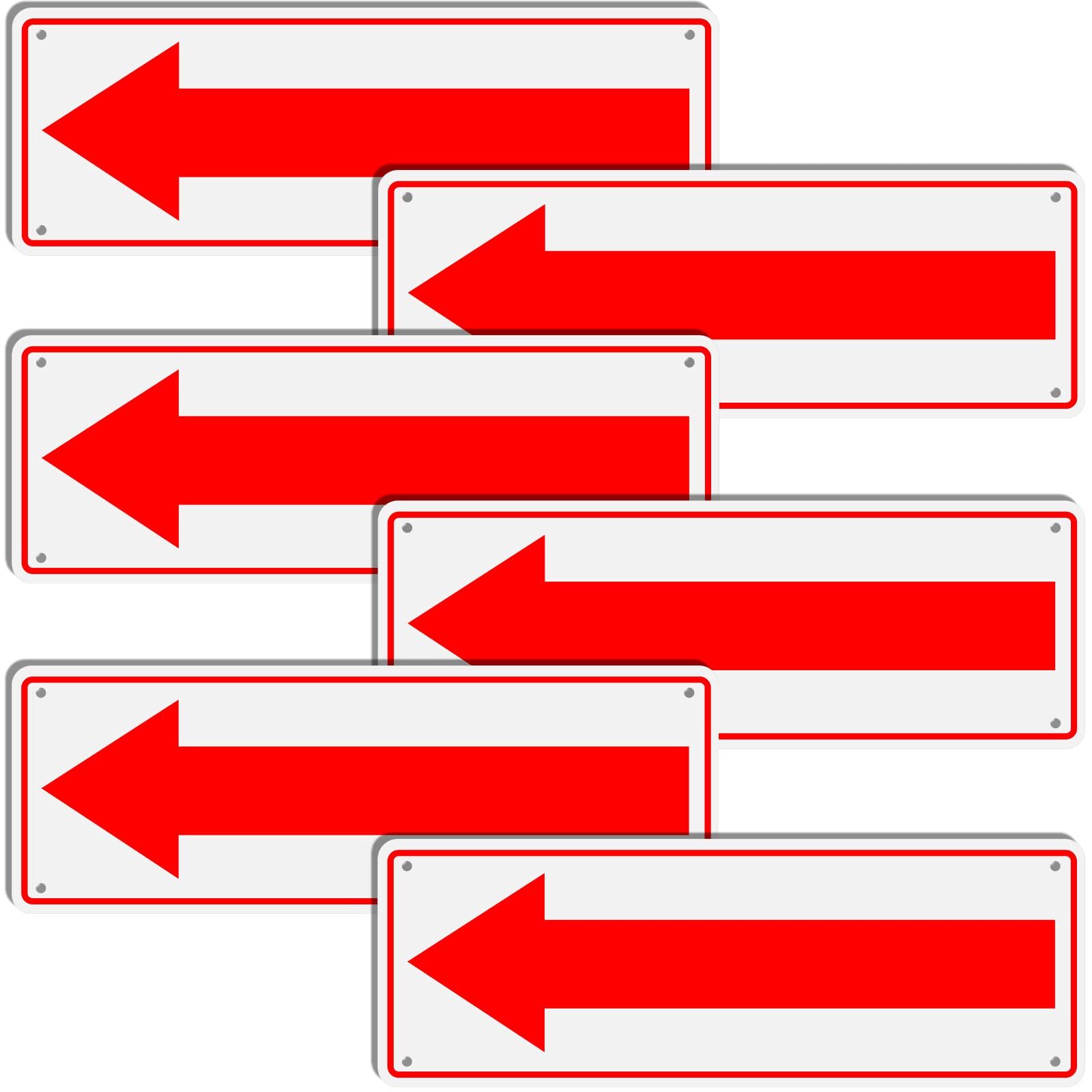 6 Pack Aluminum Reflective Arrow Sign Road Metal Left Arrow Sign for Direction