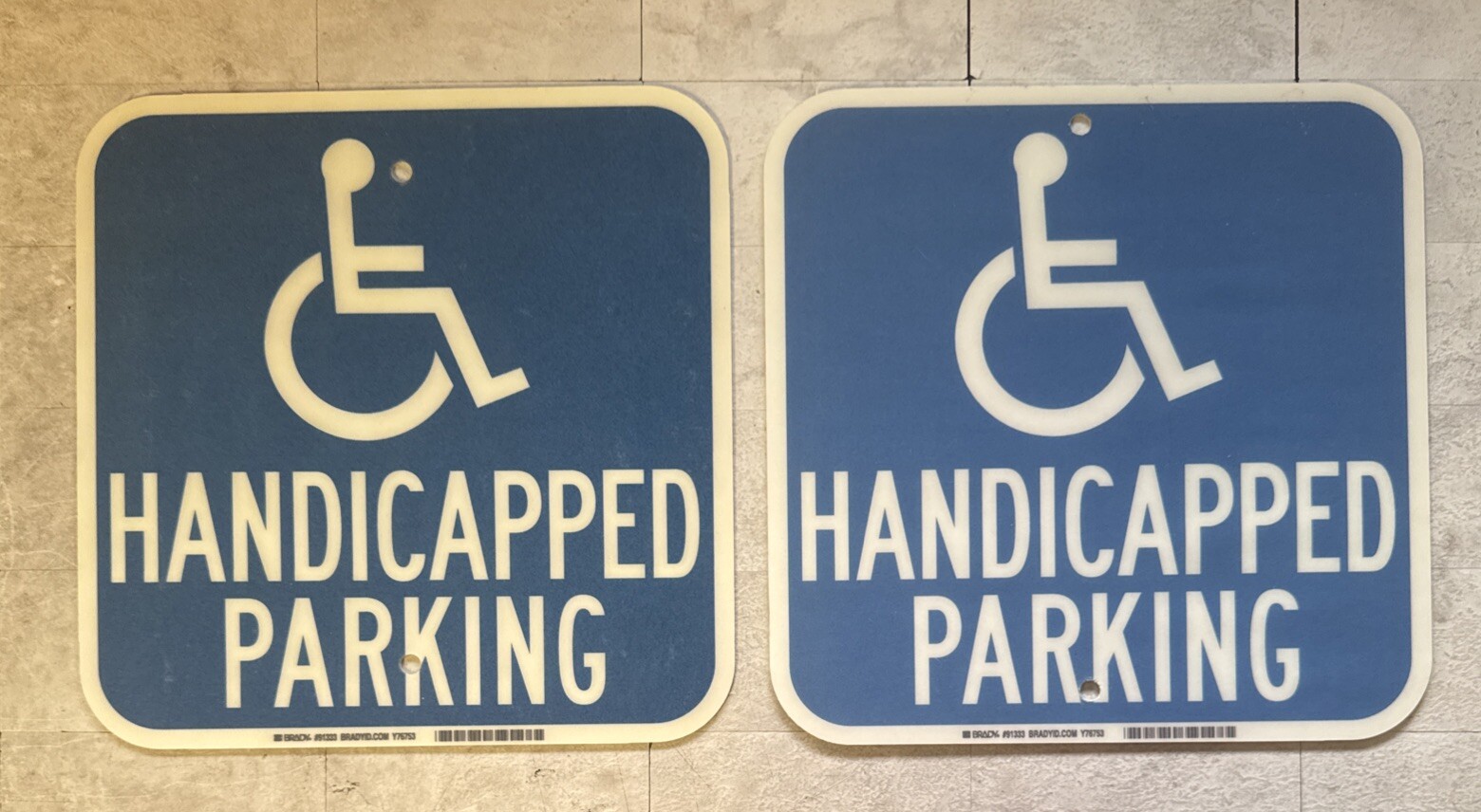Pack of 2 NEW Brady 12&Prime; x 12&Prime; Square Fiberglass Handicapped Parking Signs 91333