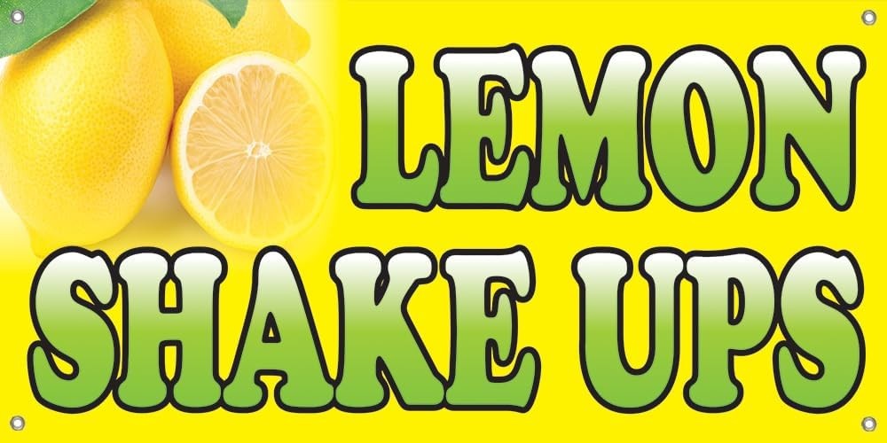 2×4 ft LEMON SHAKE UPS Banner Polyester Fabric Sign W/ Grommets yb
