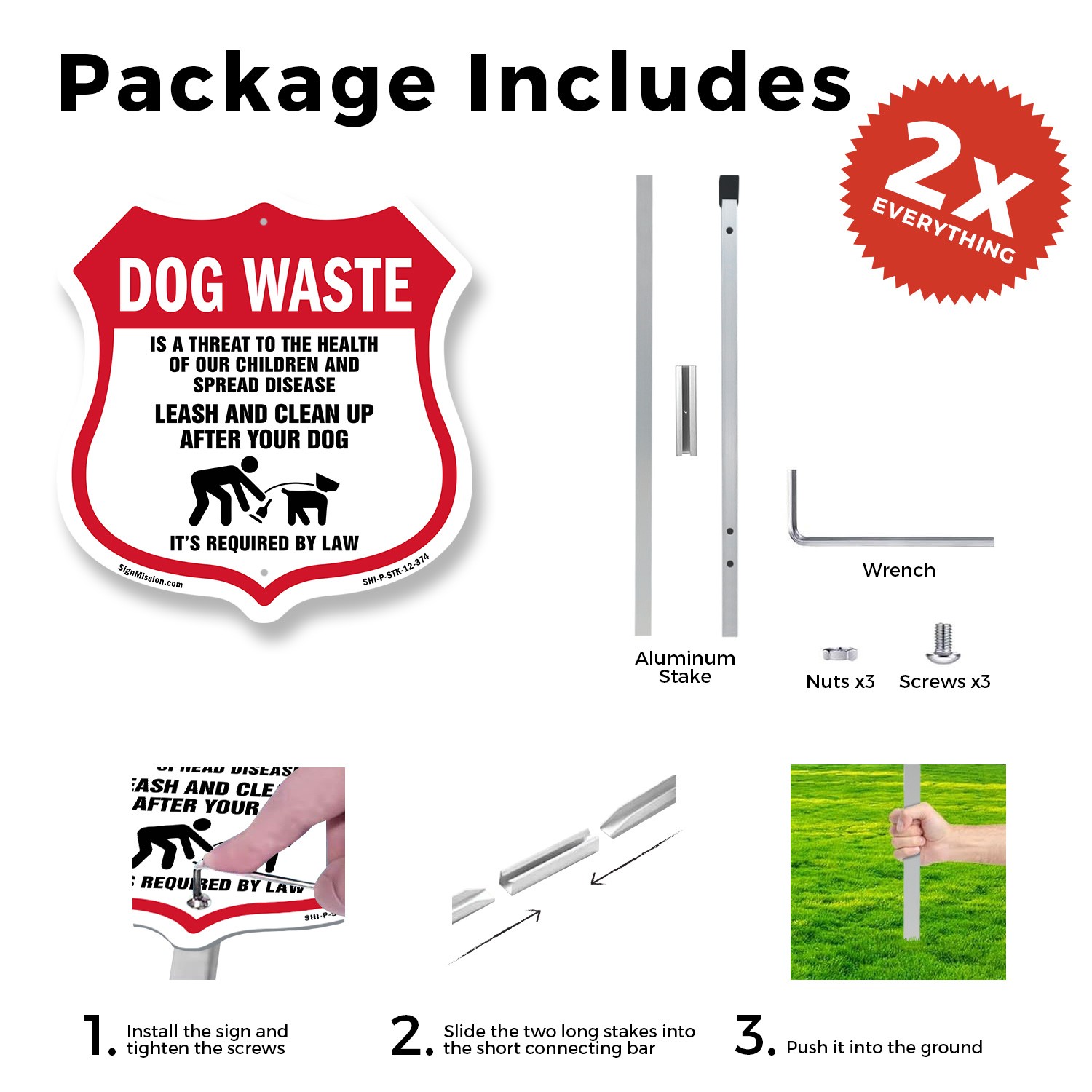 Dog Poop Shield Sign Dog Waste Is A Threat To The Health Shield Sign With Stake