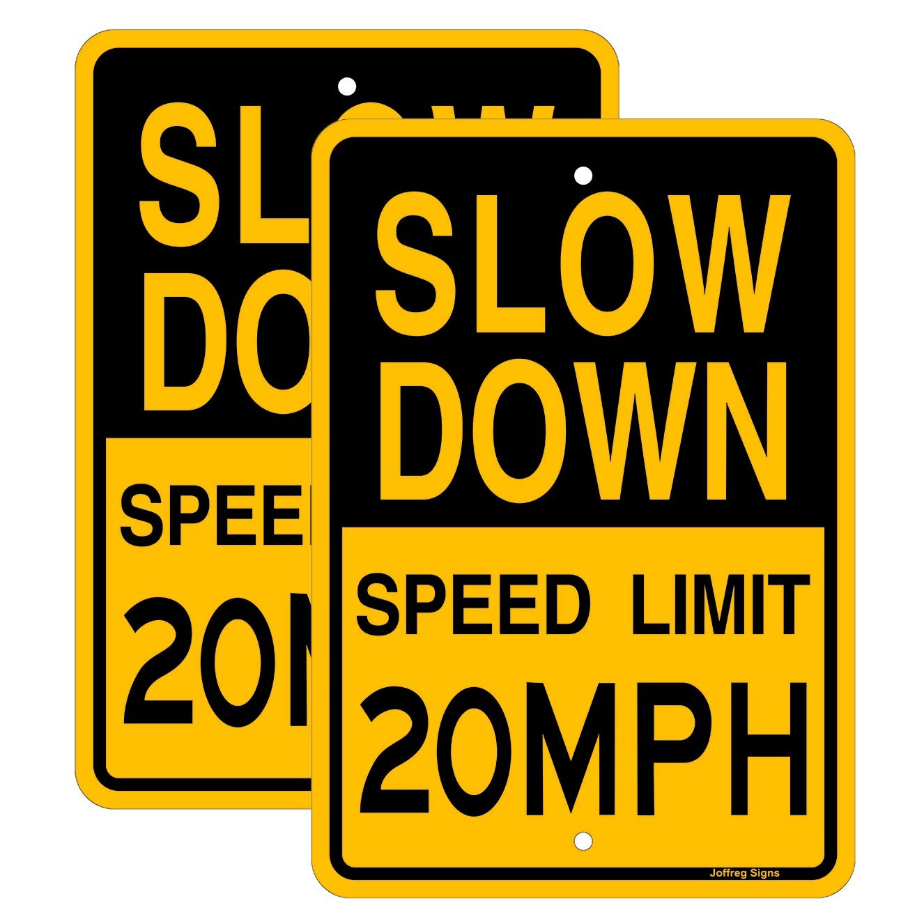 2 Pack Slow Down Speed Limit 20 MPH Sign 17 x 12 Inches, Reflective Aluminum