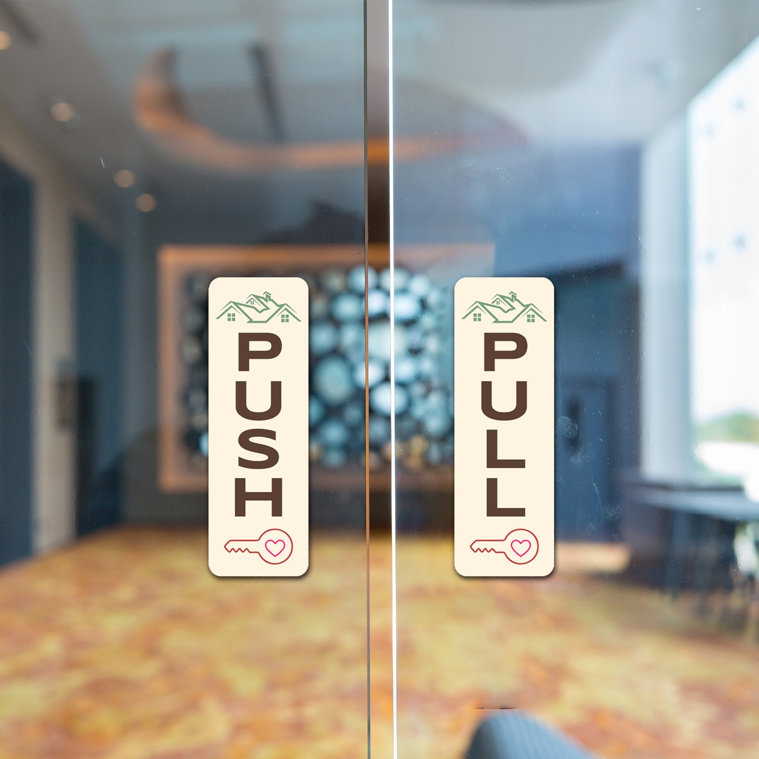 Signs ByLITA Vertical Push and Pull Door Signs (Realtor Office Key Design)