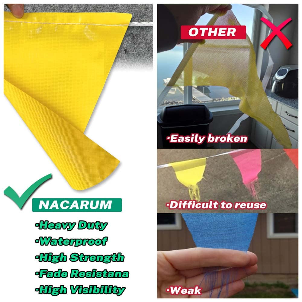 [7 »X10 »X36Ft] « CAUTION » Pennant Banner Flag Warn of Rooftop, Hazardous Areas,