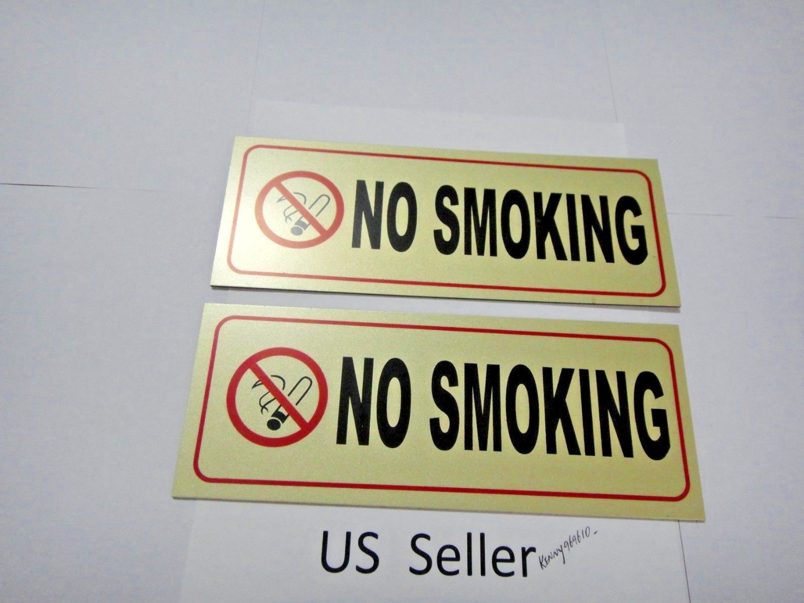 2 Pcs Gold & Black  » NO SMOKING  » Sign 3.75 x 9.5 inch decal/sticker US Seller
