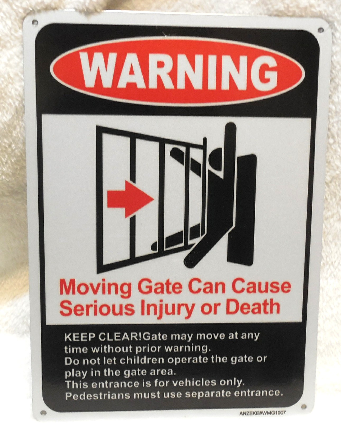 New 2 Pack « Moving Gate Can Cause Injury » Reflective Aluminum Signs 10&Prime;x7&Prime;