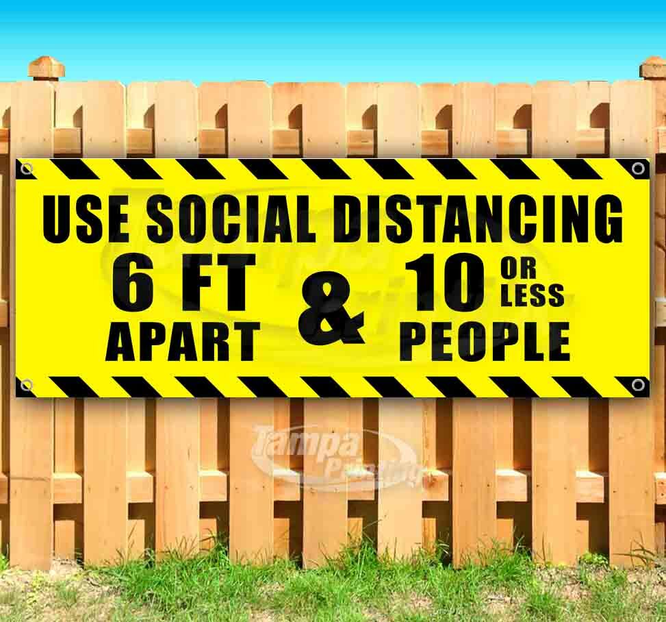 MAINTAIN SOCIAL DISTANCING Advertising Vinyl Banner Flag Sign Sizes USA VIRUS