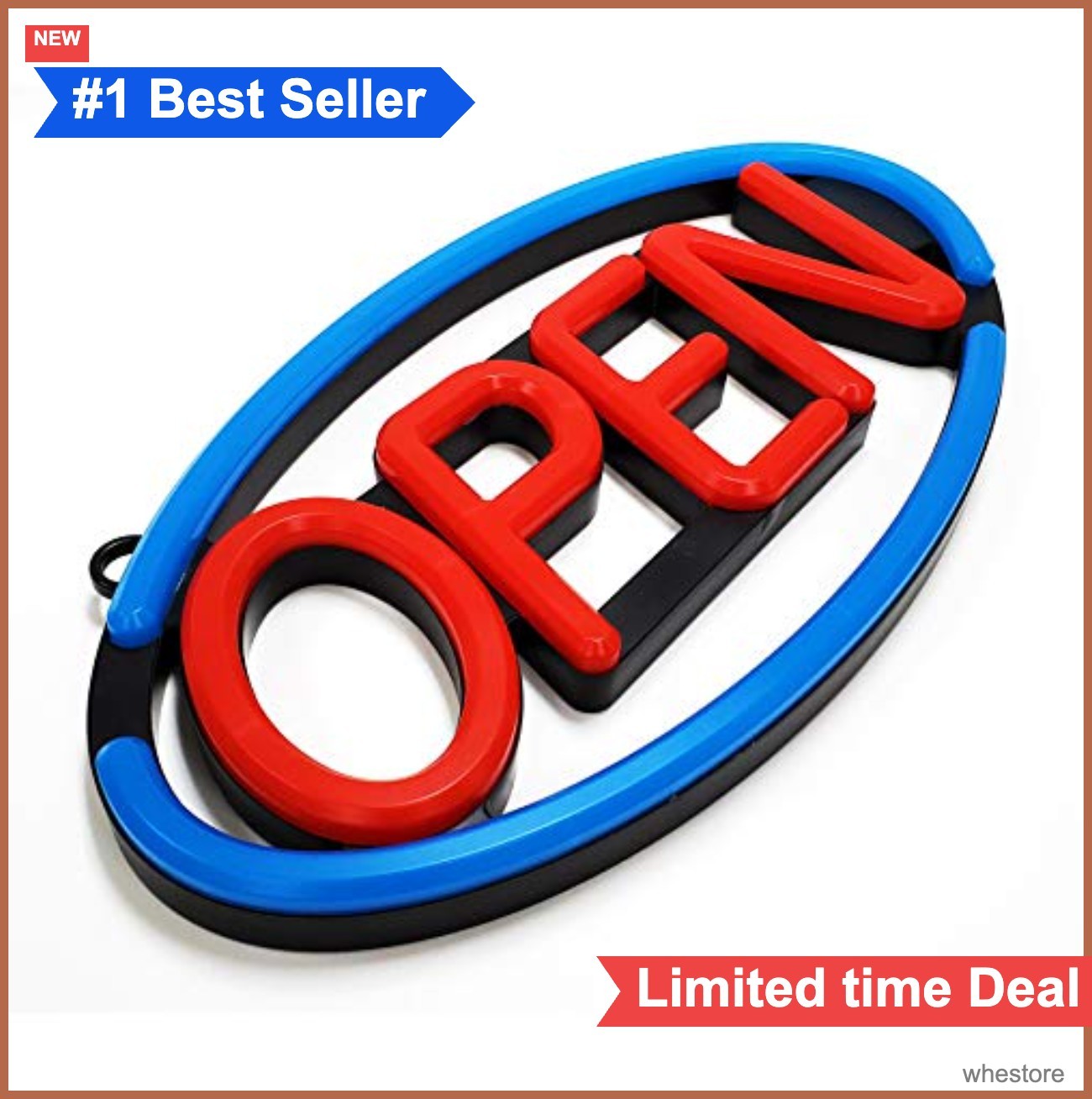 23 Inch 12 Inch Oval LED Neon Open Sign Ultra Bright Remote Control Included