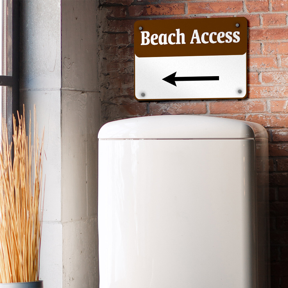 Horizontal Metal Sign Beach Access Left Arrow Activity Campground