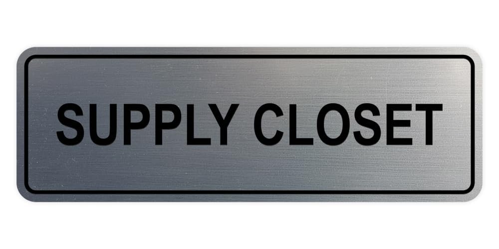 Supply Closet Wall Door Sign Office Storage Brushed Silver Small