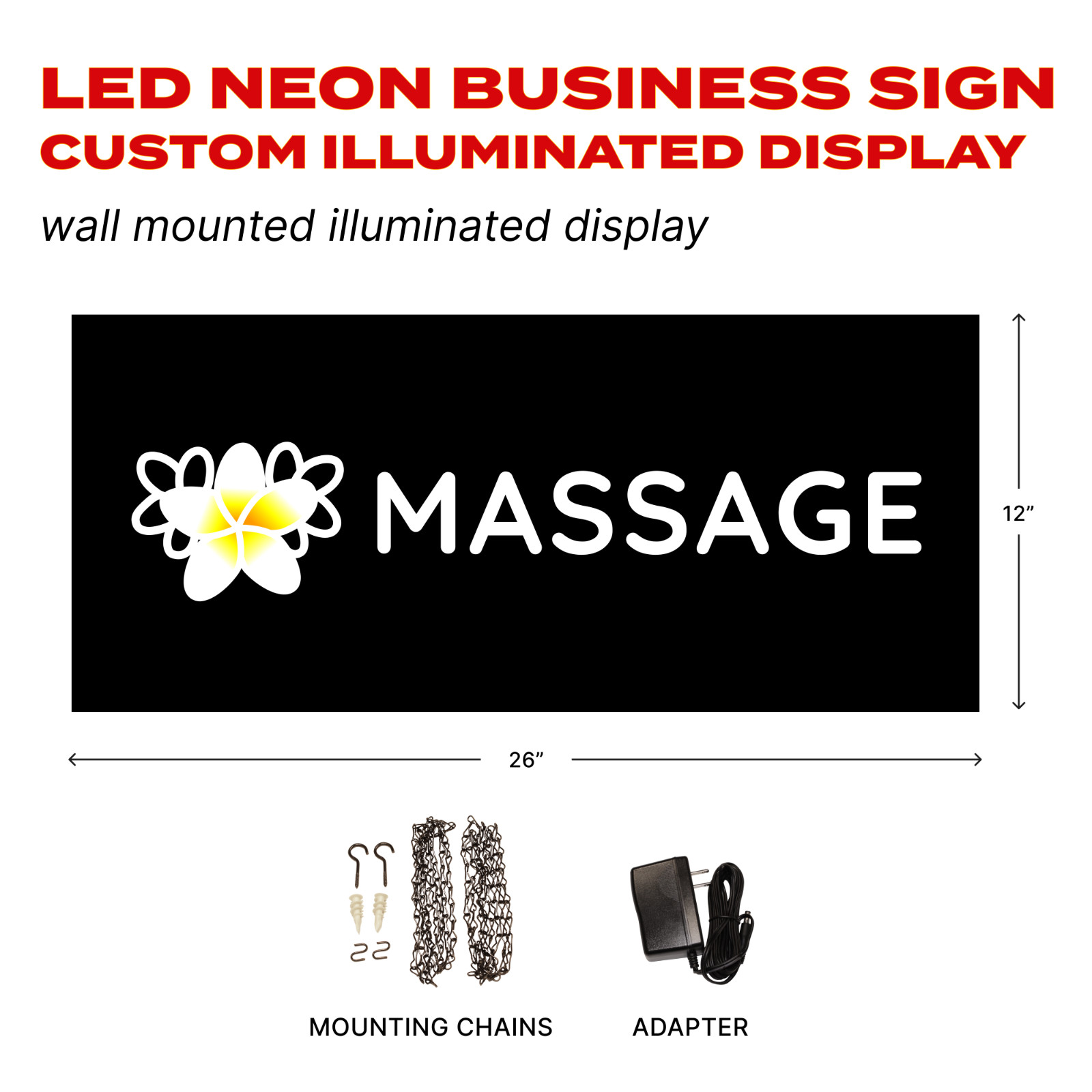 Pro-Lite **NEW** LED NANO SIGN – Massage with Plumeria