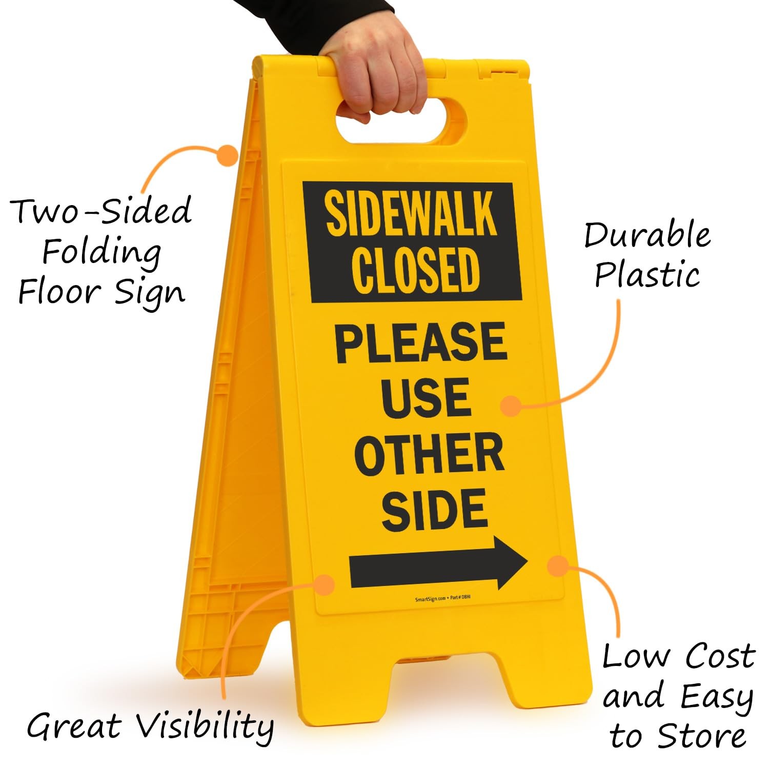 1 PCS Sidewalk Closed Please Use Other Side Sign TwoSided Folding Plastic