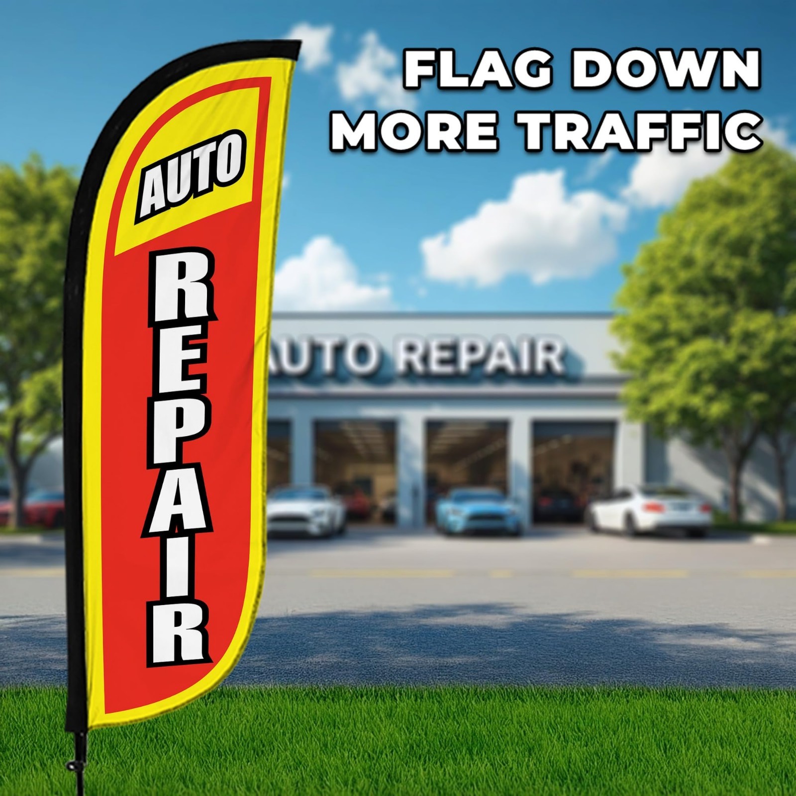 7ft Feather Flag Pole Kit – Advertising Banner with Fiberglass Pole & Ground Spi