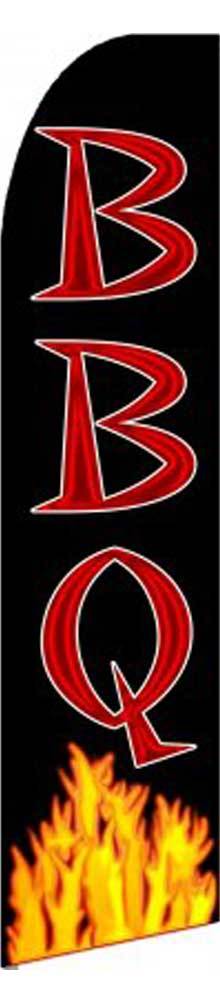 BBQ Black Red Flutter Swooper Flag Advertising Sign 3’ Wide Banner Only