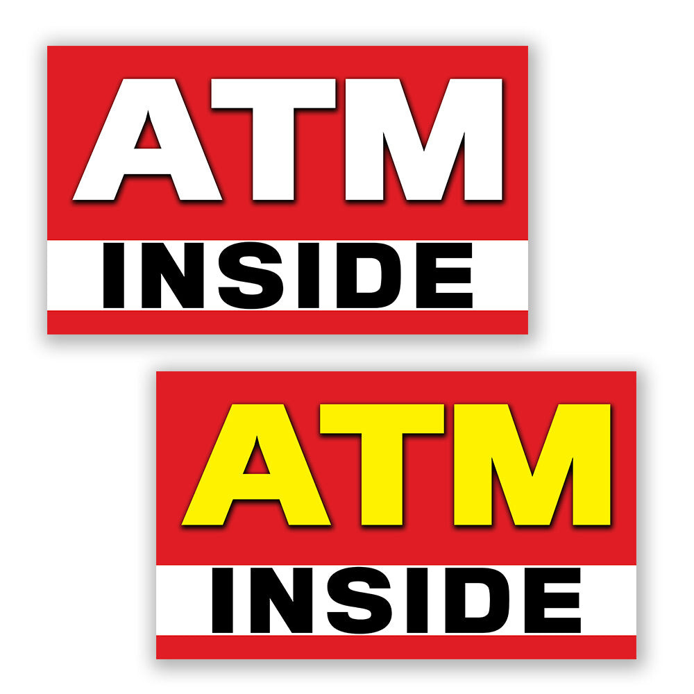 2 Pack ATM Inside Perforated Window Decal 9&Prime; x 15&Prime; Each (Removable)