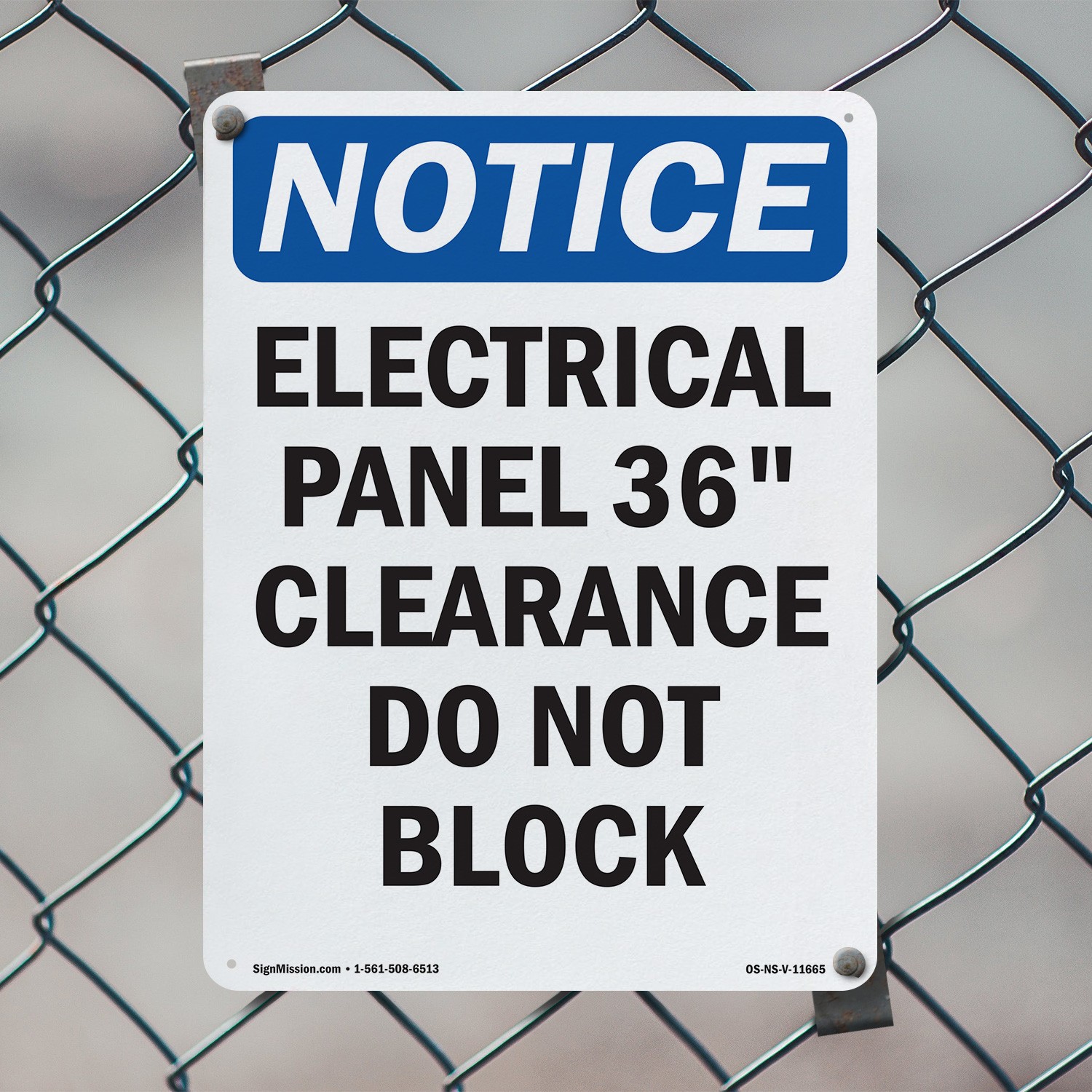 Electrical Panel 36 Clearance OSHA Notice Sign Metal Plastic, Decal 5 or 10 Pack