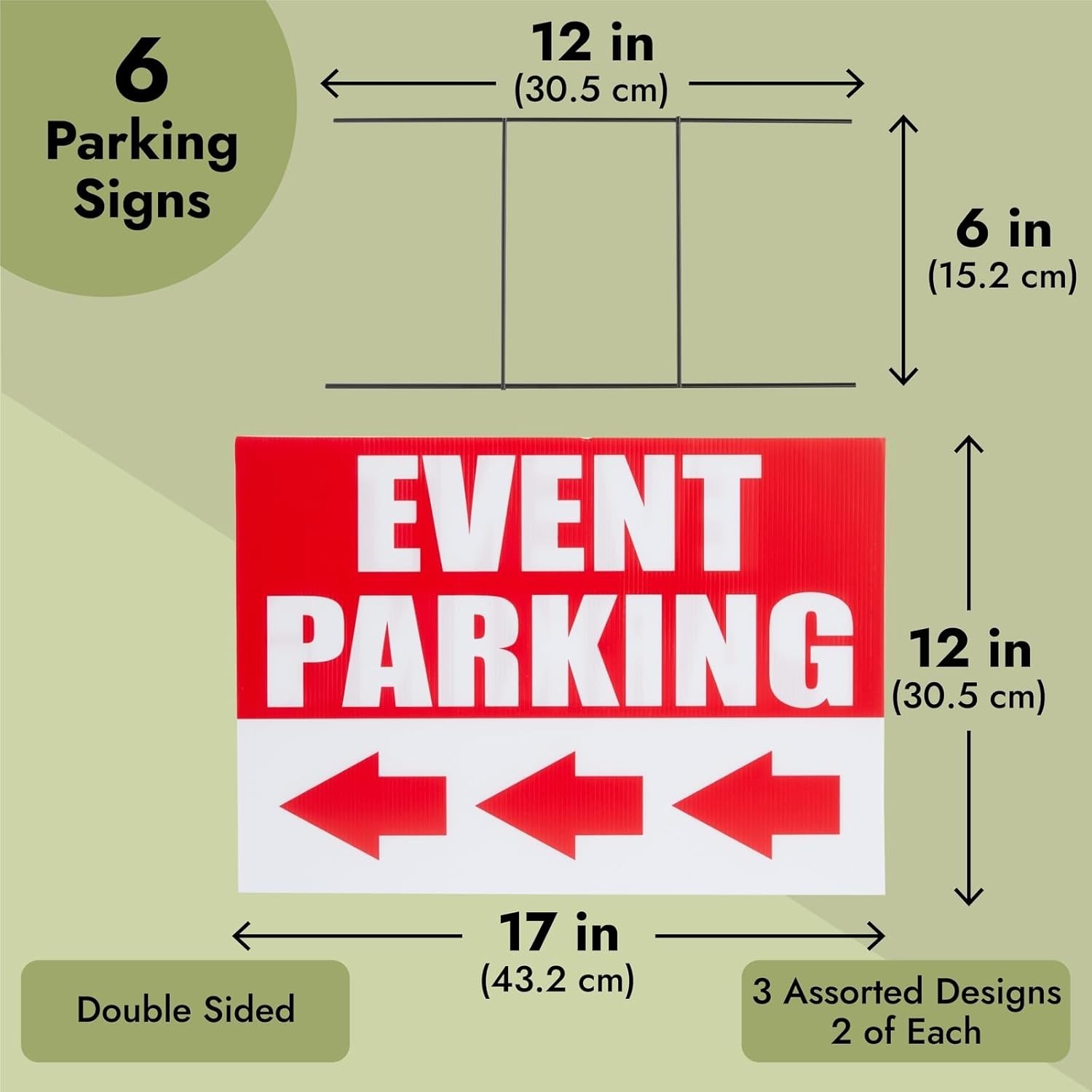 Easy to Install Event Signage – 6-Pack of 12 x 17 Inch Parking Signs with Stakes
