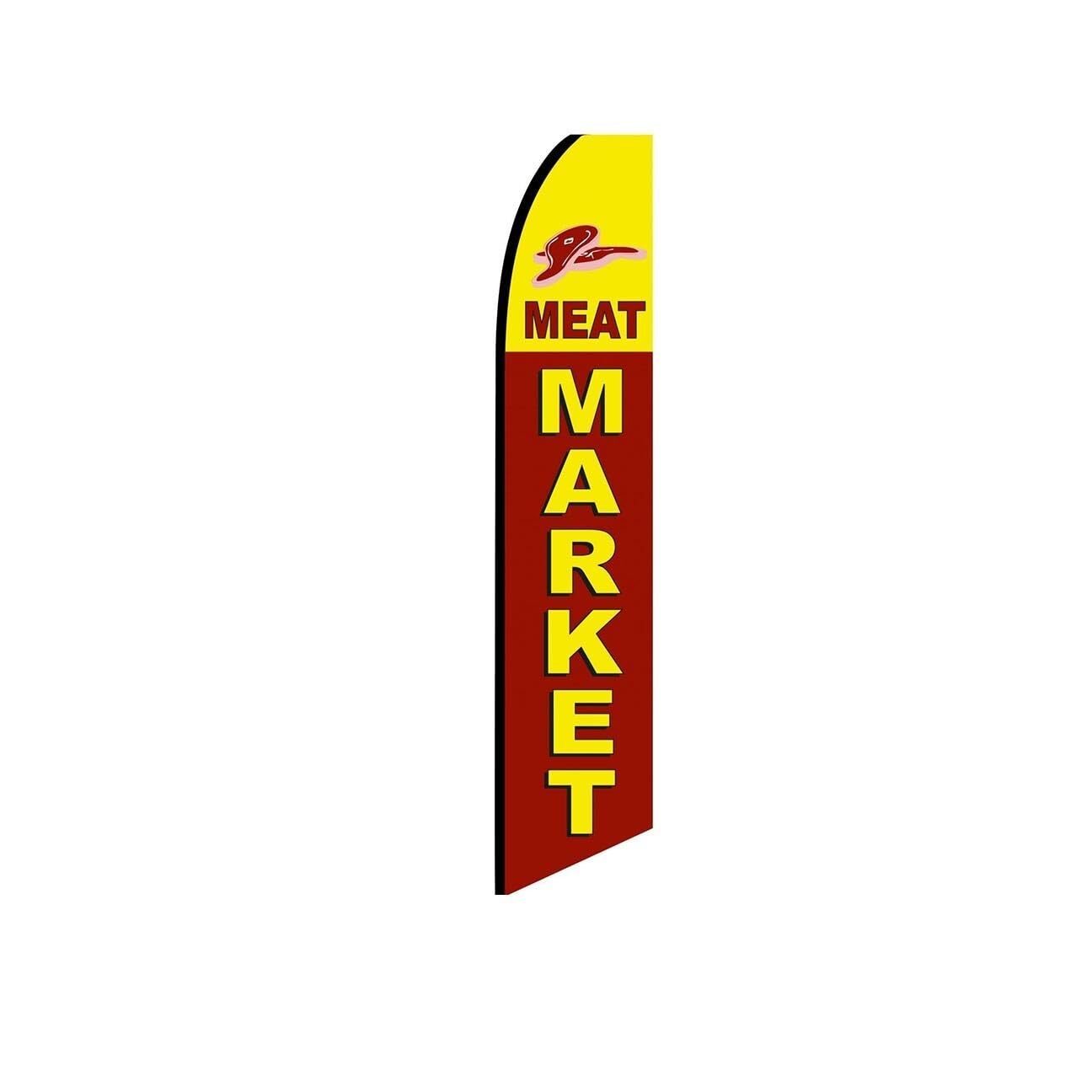 Meat Market RedYellow Swooper Flutter Feather Flag | 3ft W x 11.5ft Tall