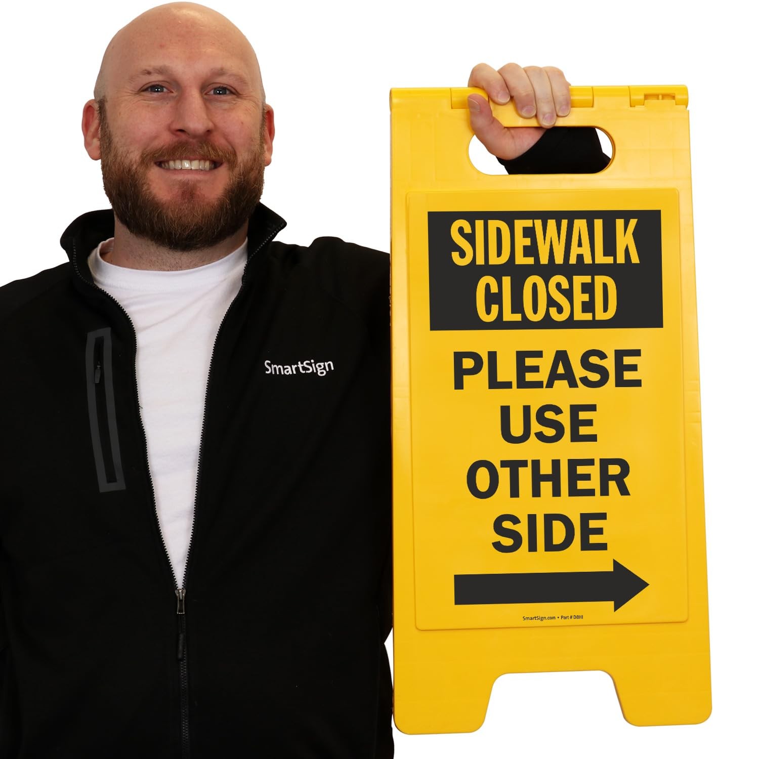 1 PCS Sidewalk Closed Please Use Other Side Sign TwoSided Folding Plastic