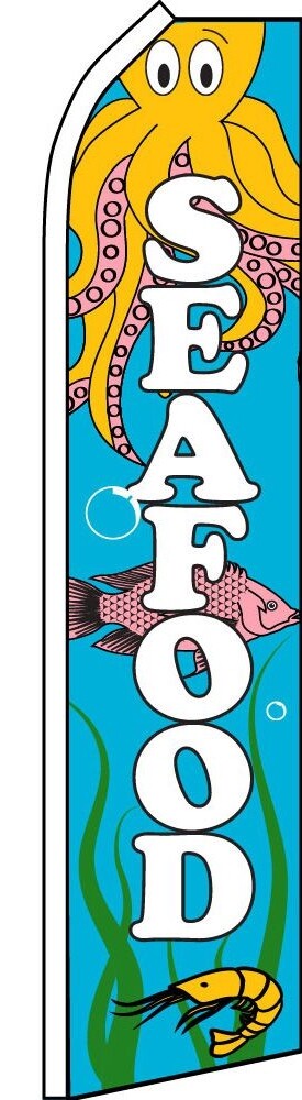 SEAFOOD FLUTTER FLAG Sea Food Tall Feather Swooper Banner Advertising Super Sign