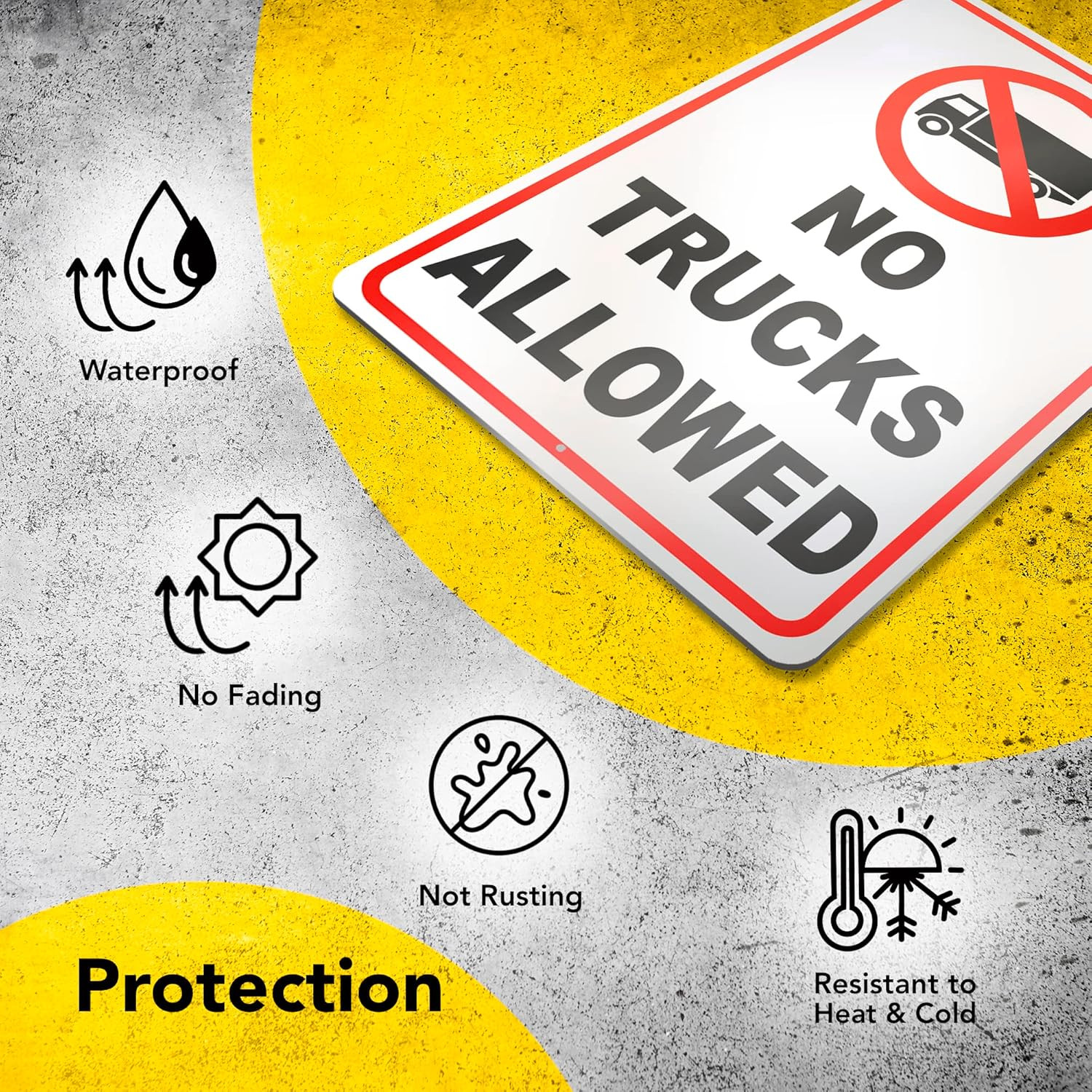 No Trucks Sign, 8X12 Reflective Aluminum No Trucks Allowed Sign, UV Protected, W