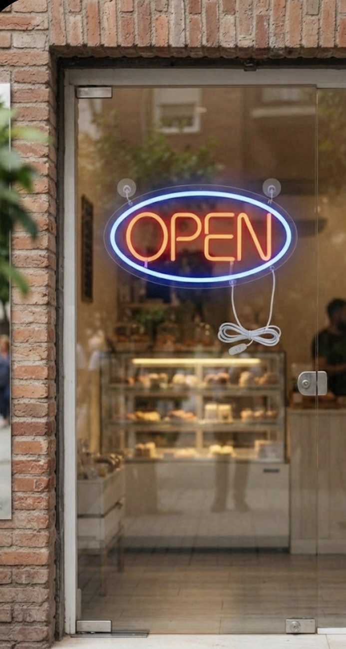 Oval « OPEN » LED Neon Sign – Vibrant Business Storefront Display – New