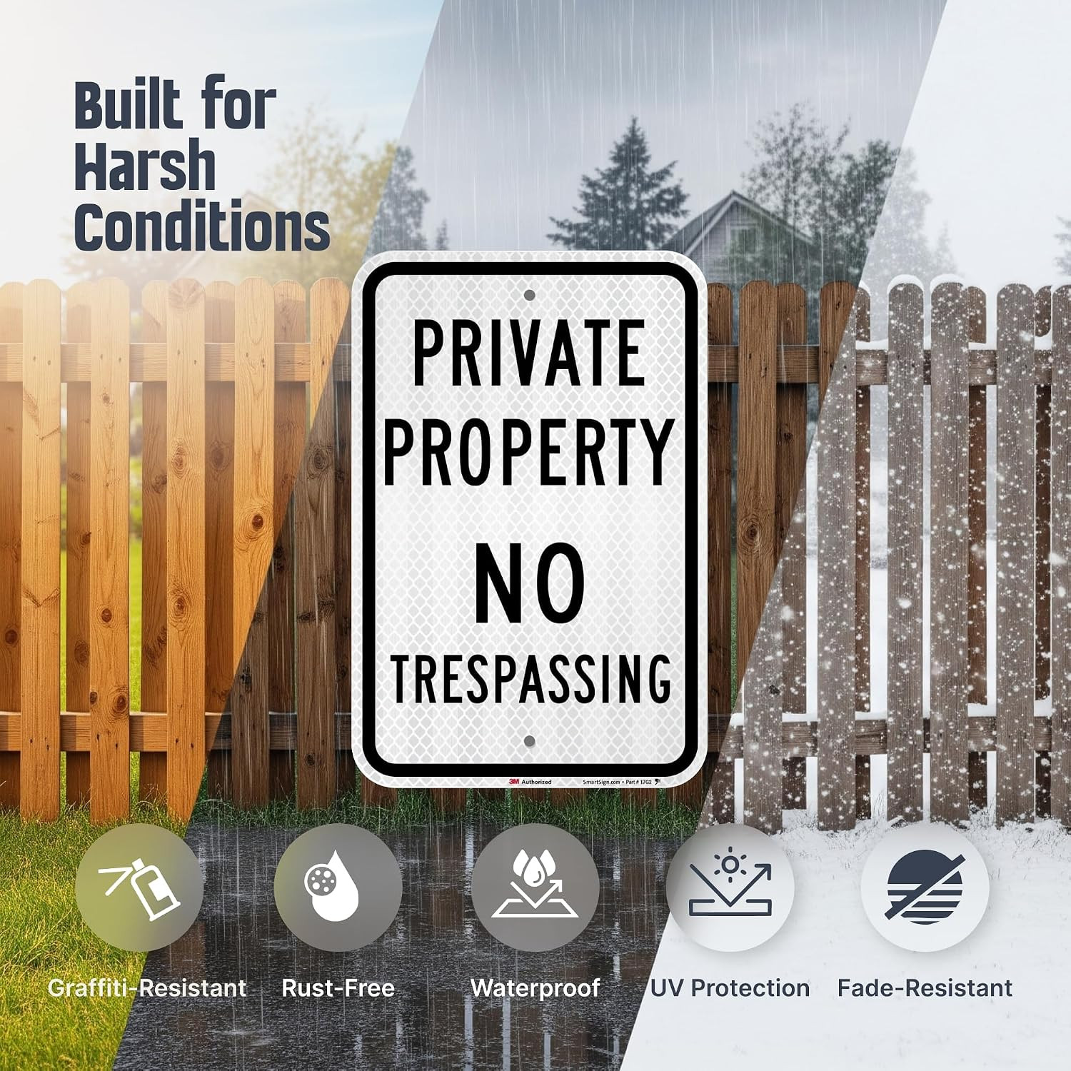 No Trespassing Signs Private Property, 12 X 18 Inches 3M High Intensity Grade Re