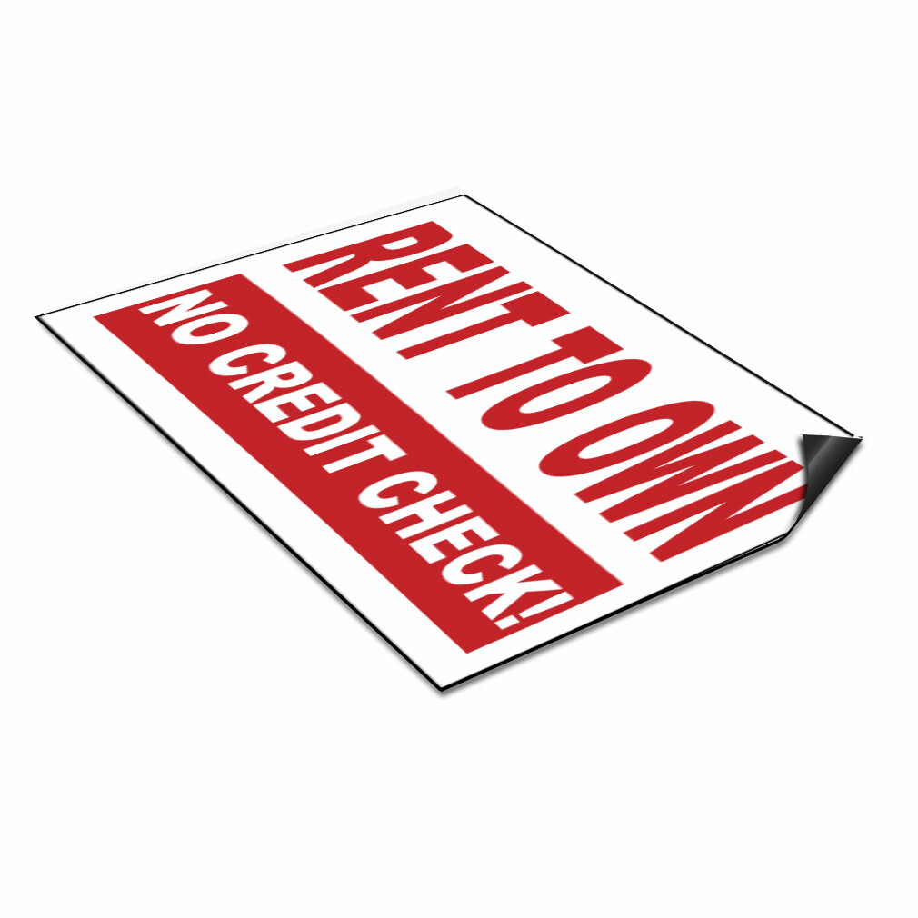 Car Magnet Set of 2 Rent to Own No Credit Check Car Advertising Industrial Sign