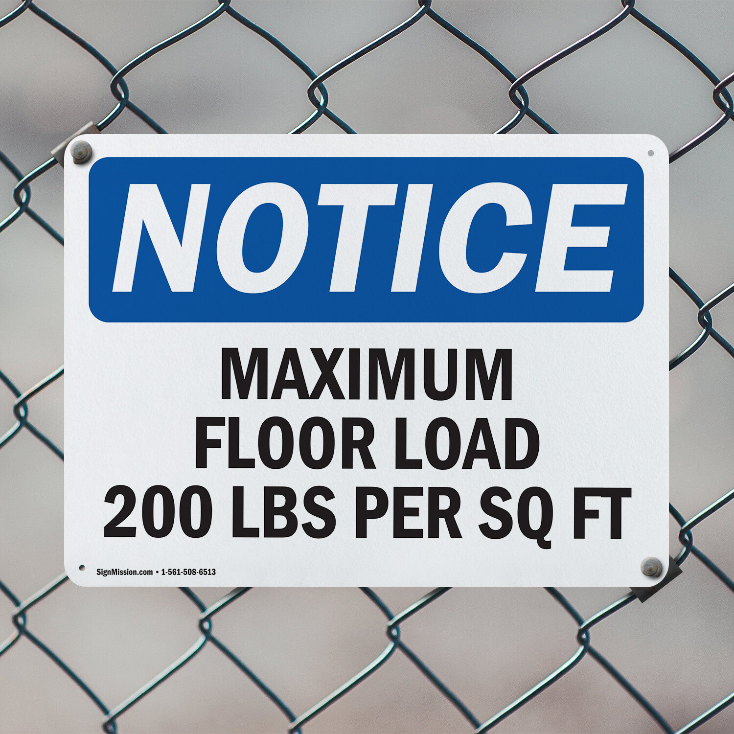 (2 Pack) Maximum Floor Loading 200 Lbs Per Sq Ft OSHA Notice Sign Decal Metal