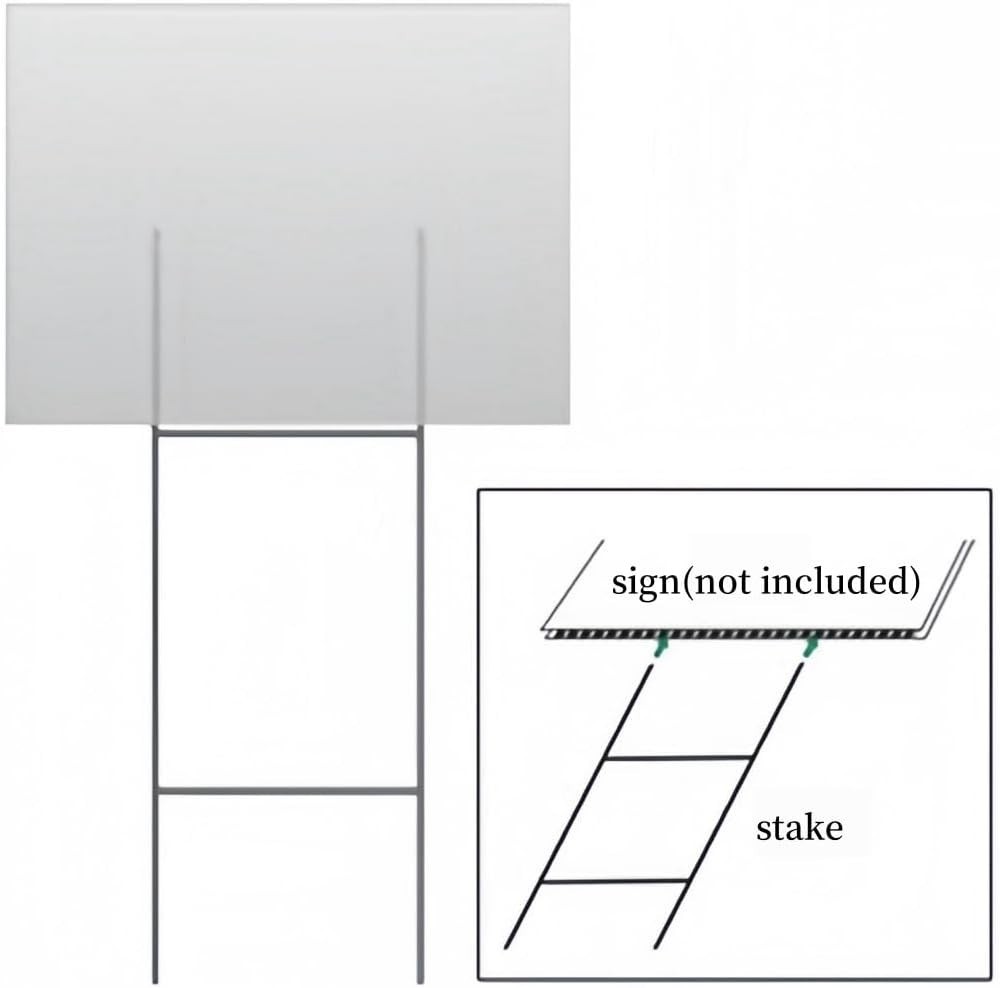 8 Heavy Duty Metal H-Stakes for 4mm Signs – 17.4 » x 7 » Weatherproof Support