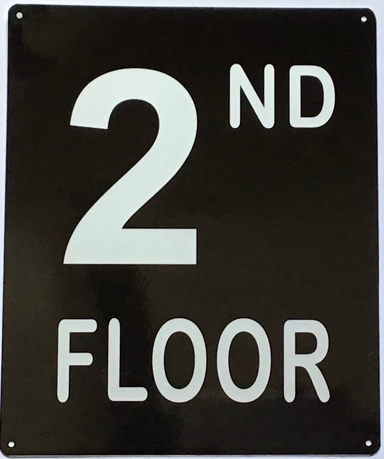 2ND FLOOR SIGN (10X12, Black Background, Aluminum)-REF24-1027