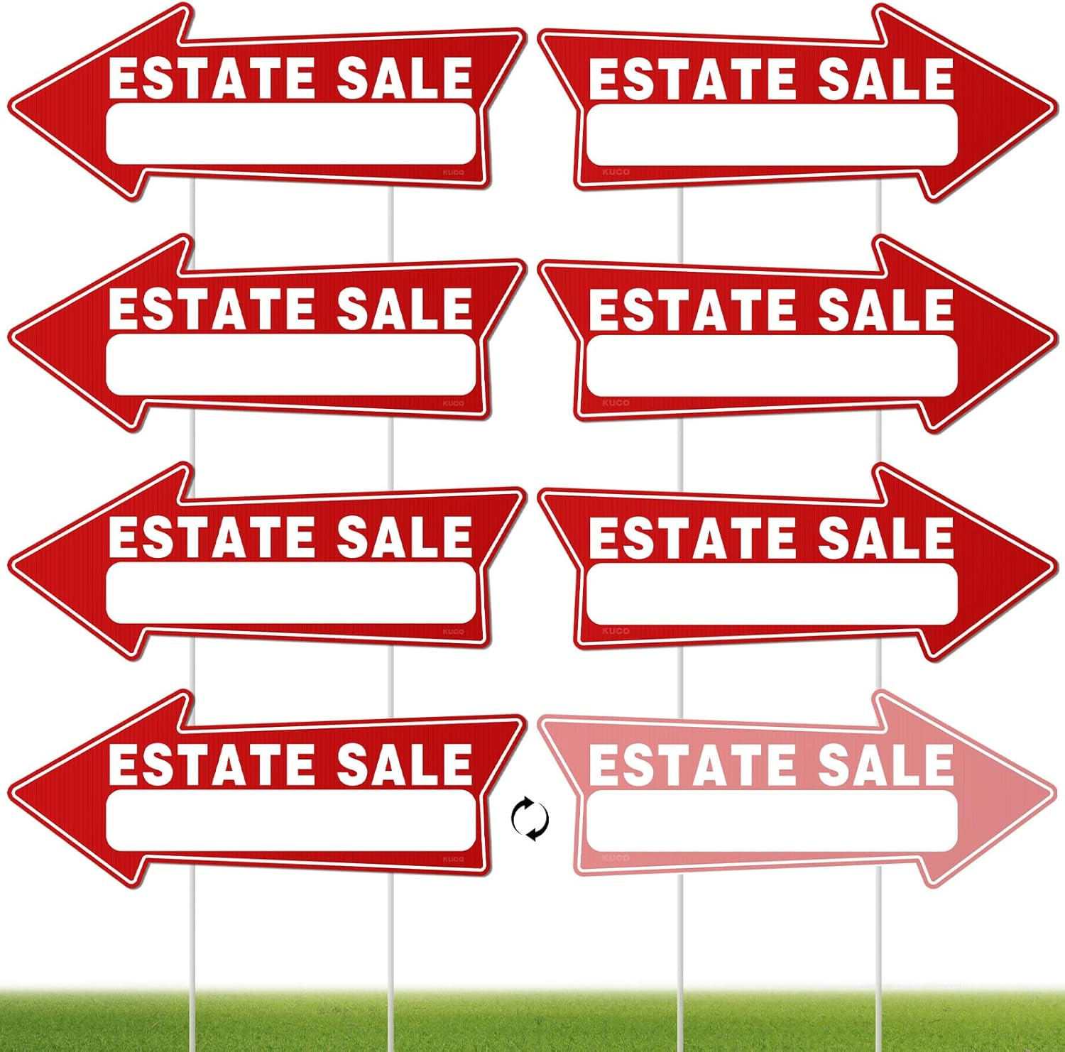 7 PC Estate Sale Signs, 17&Prime; X 6&Prime;, Estate Sale Signs with Stakes Double Sided, La
